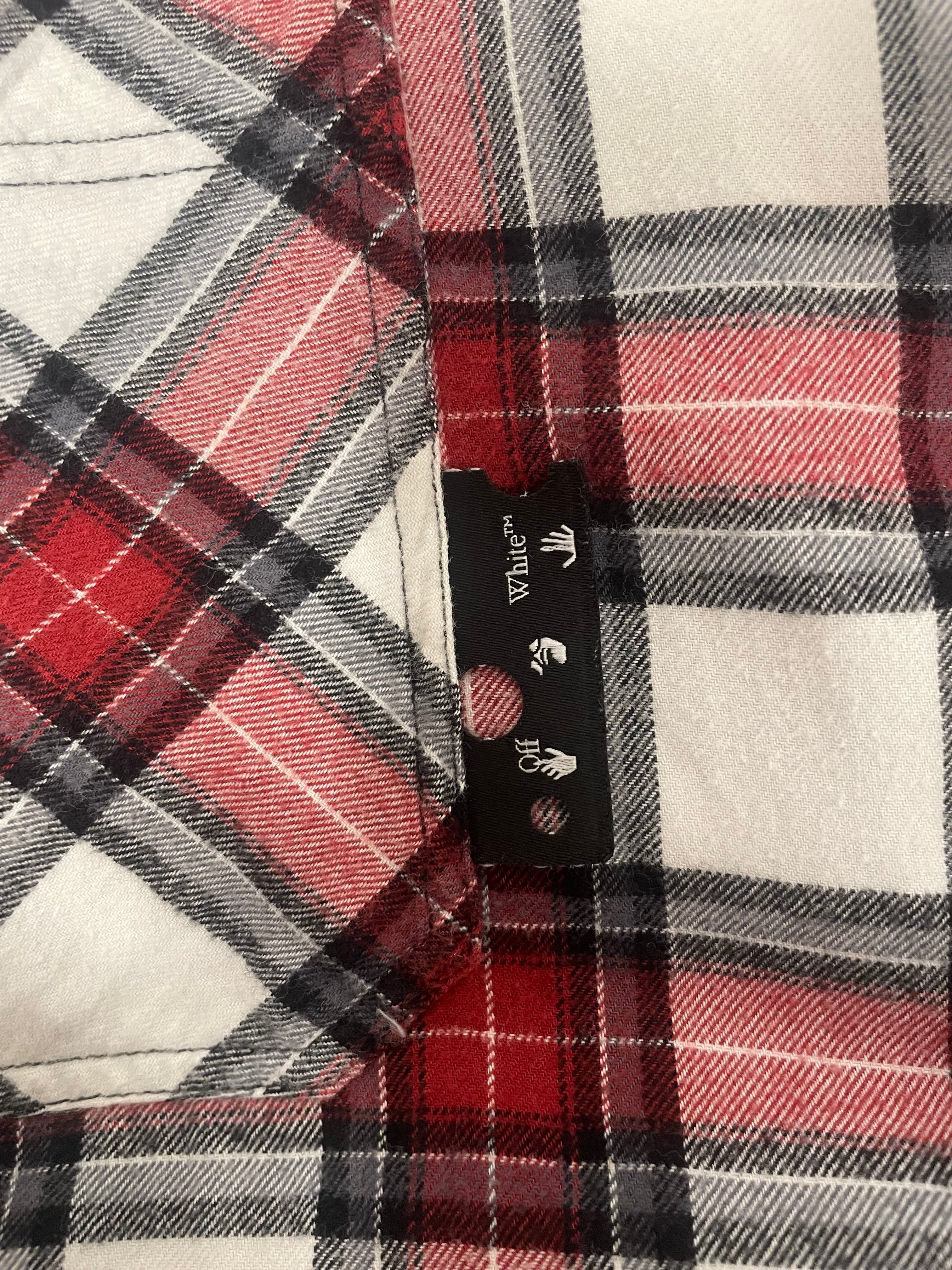 OFF-WHITE/LS Shirt/L/Cotton/RED/Plaid/OMGA133R21FAB002 view 3