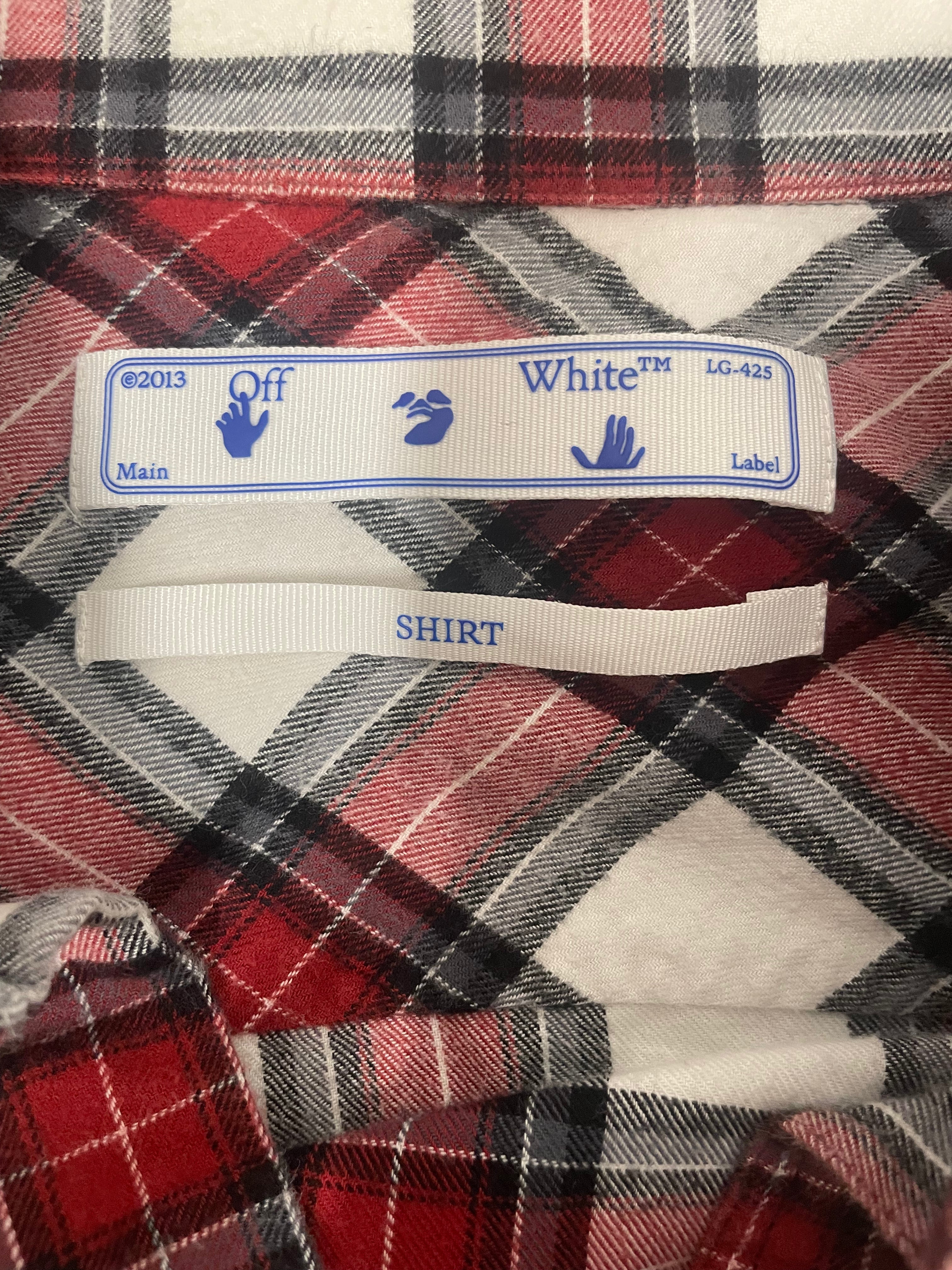 OFF-WHITE/LS Shirt/L/Cotton/RED/Plaid/OMGA133R21FAB002 view 4