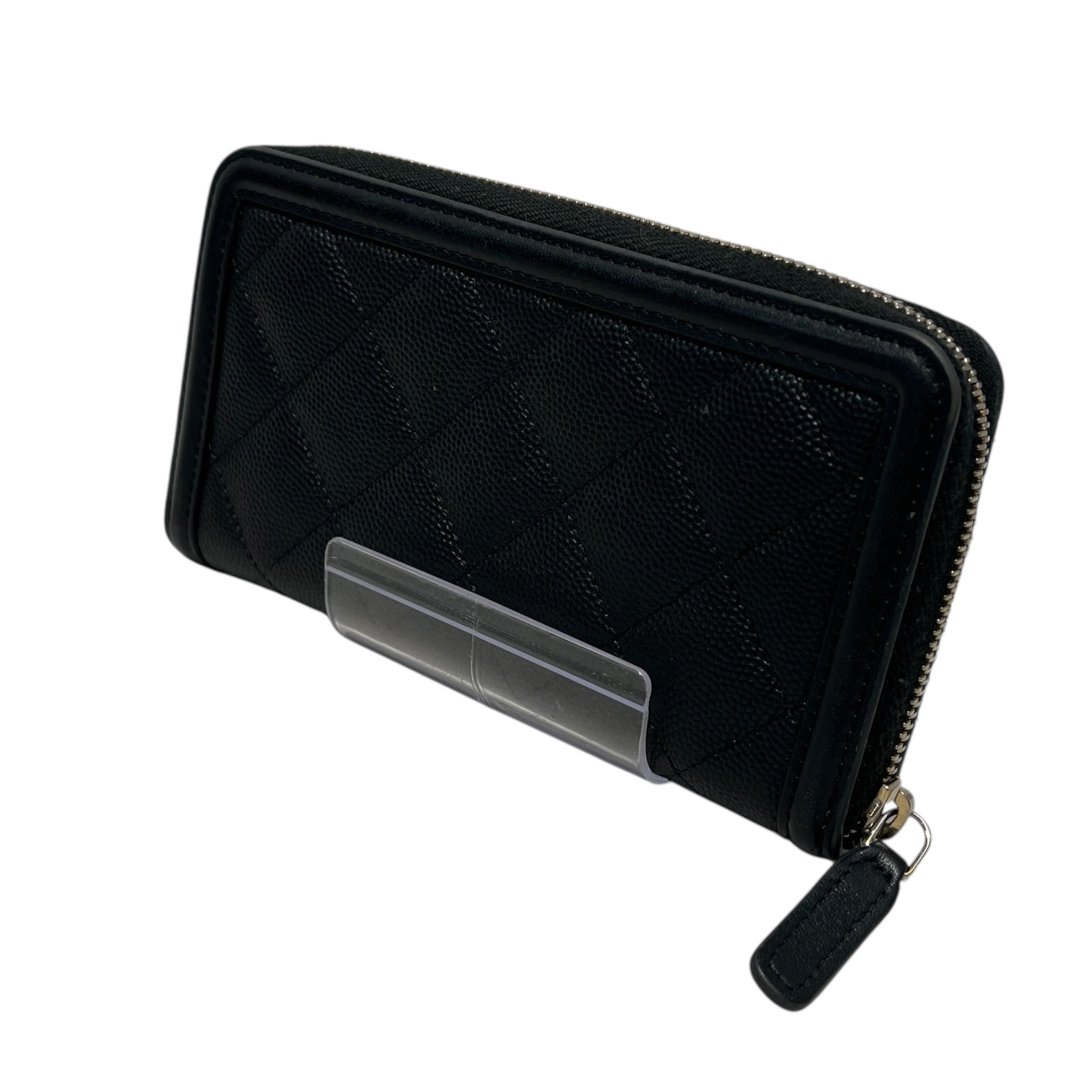 CHANEL/Wallet/Leather/BLK/QUILTED CAVIAR FILIGREE ZIP view 2