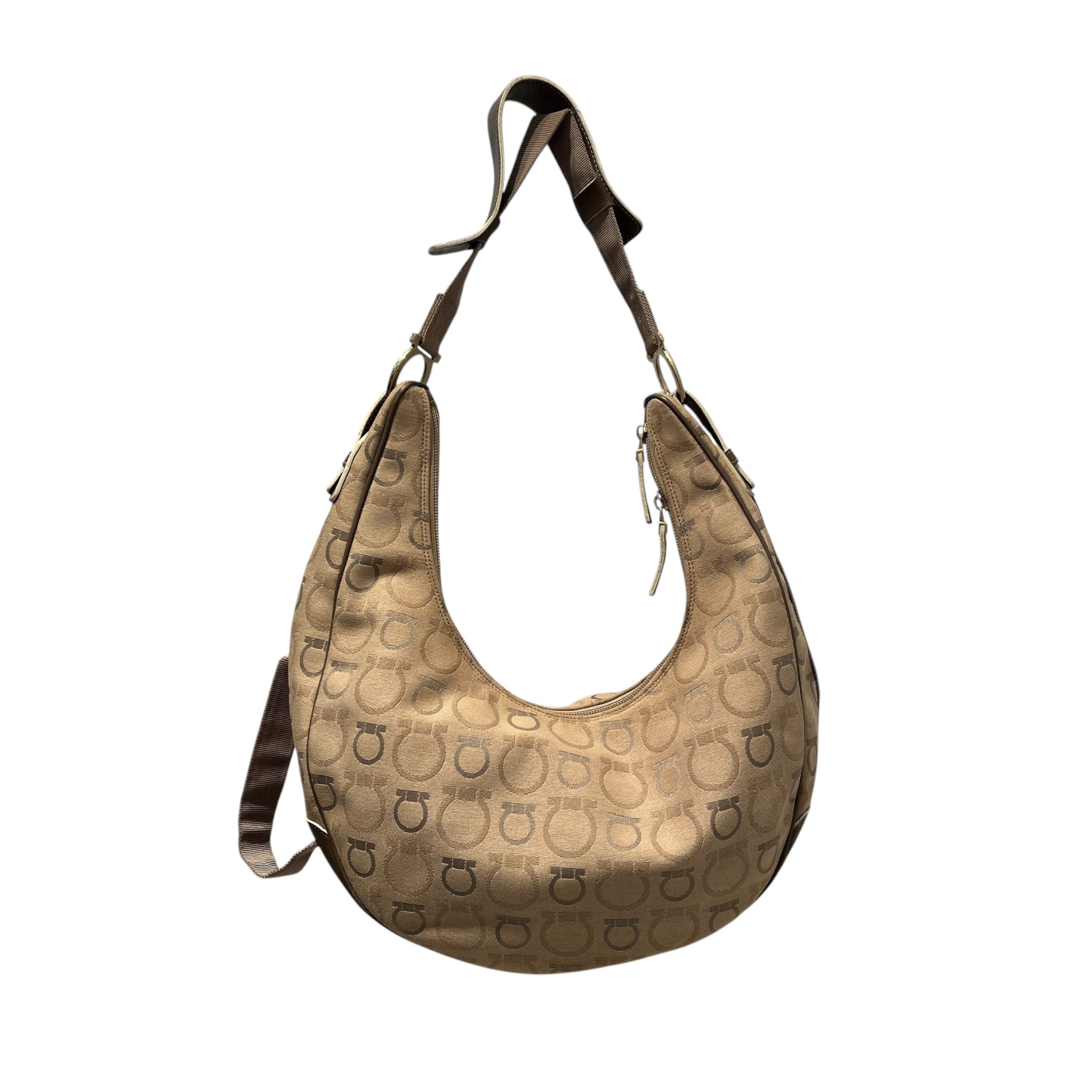 Salvatore Ferragamo/Hand Bag/Monogram/Cotton/BEG/gancini hobo bag view 2