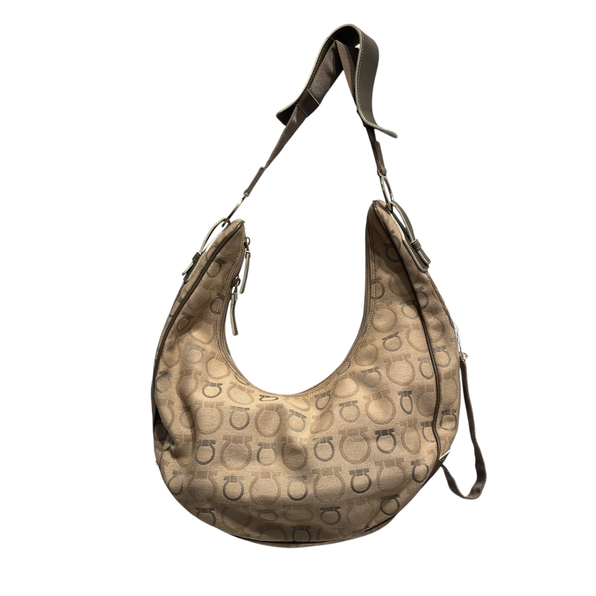 Salvatore Ferragamo/Hand Bag/Monogram/Cotton/BEG/gancini hobo bag view 1