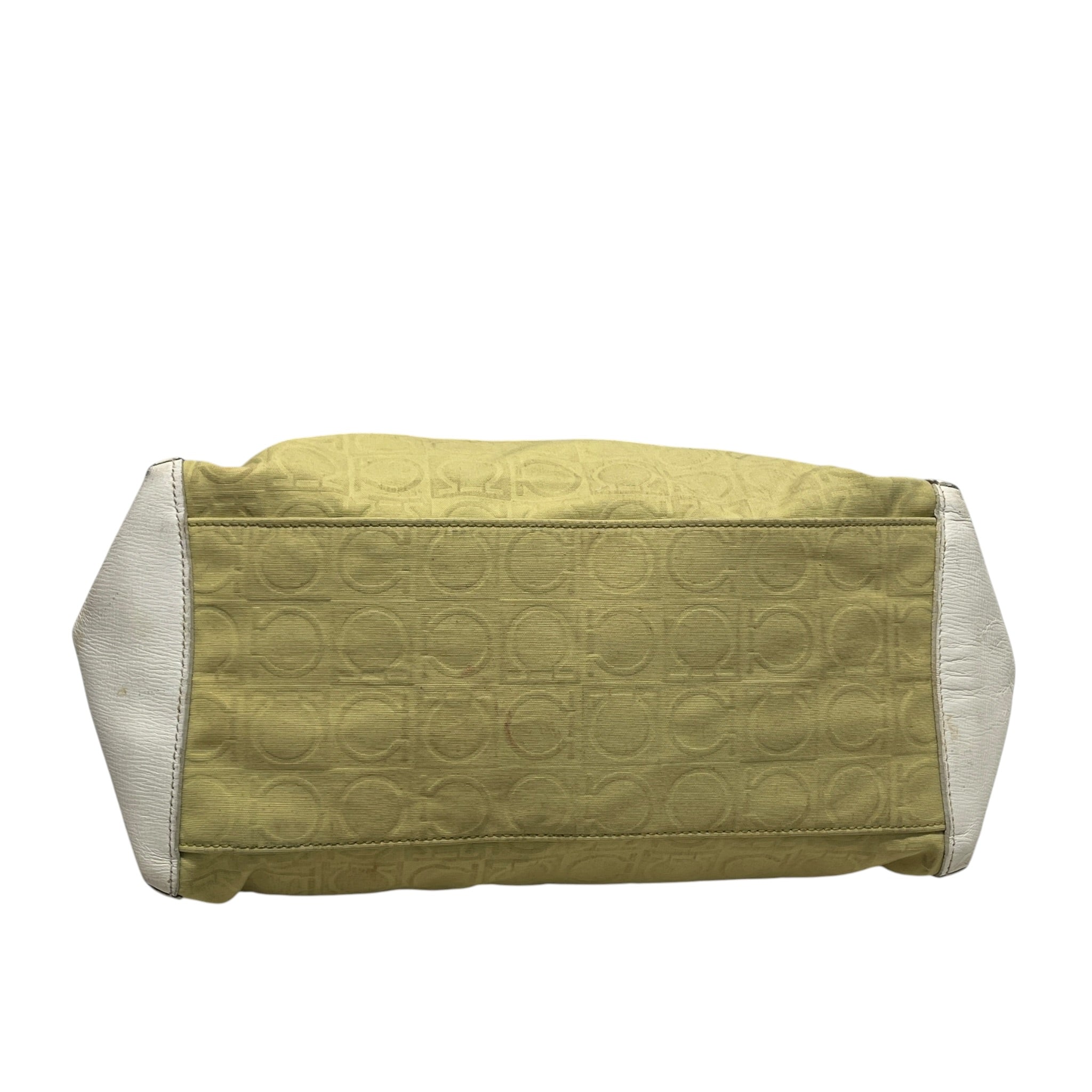 Salvatore Ferragamo/Hand Bag/Monogram/Cotton/GRN/white leather sides view 3