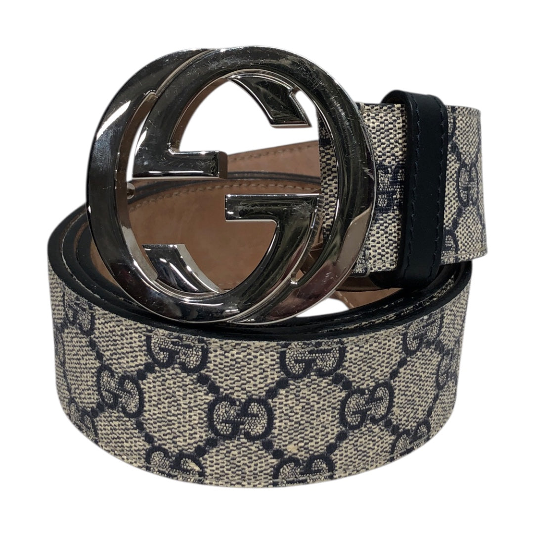 GUCCI/Belt/Monogram/Leather/NVY/ view 1