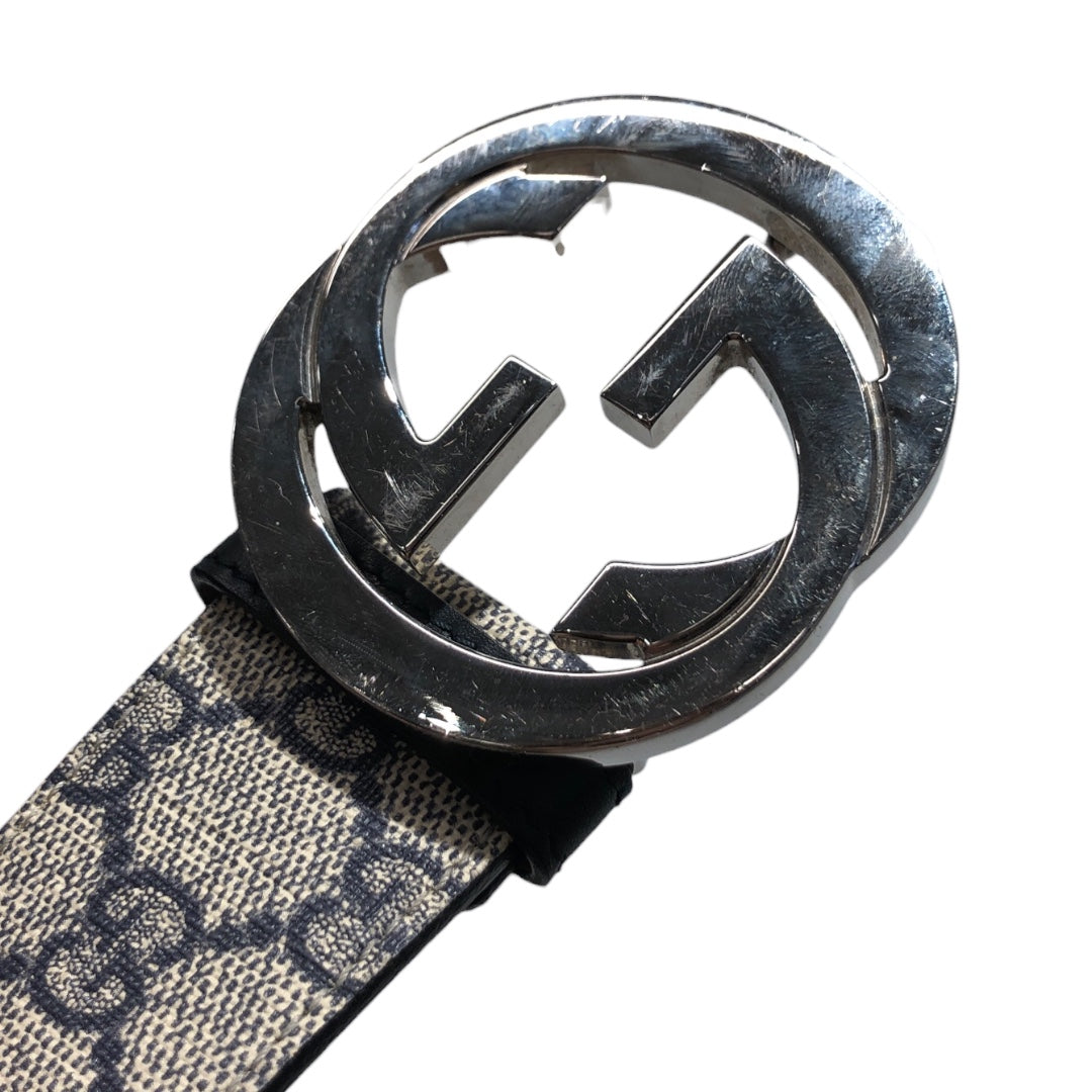 GUCCI/Belt/Monogram/Leather/NVY/ view 3