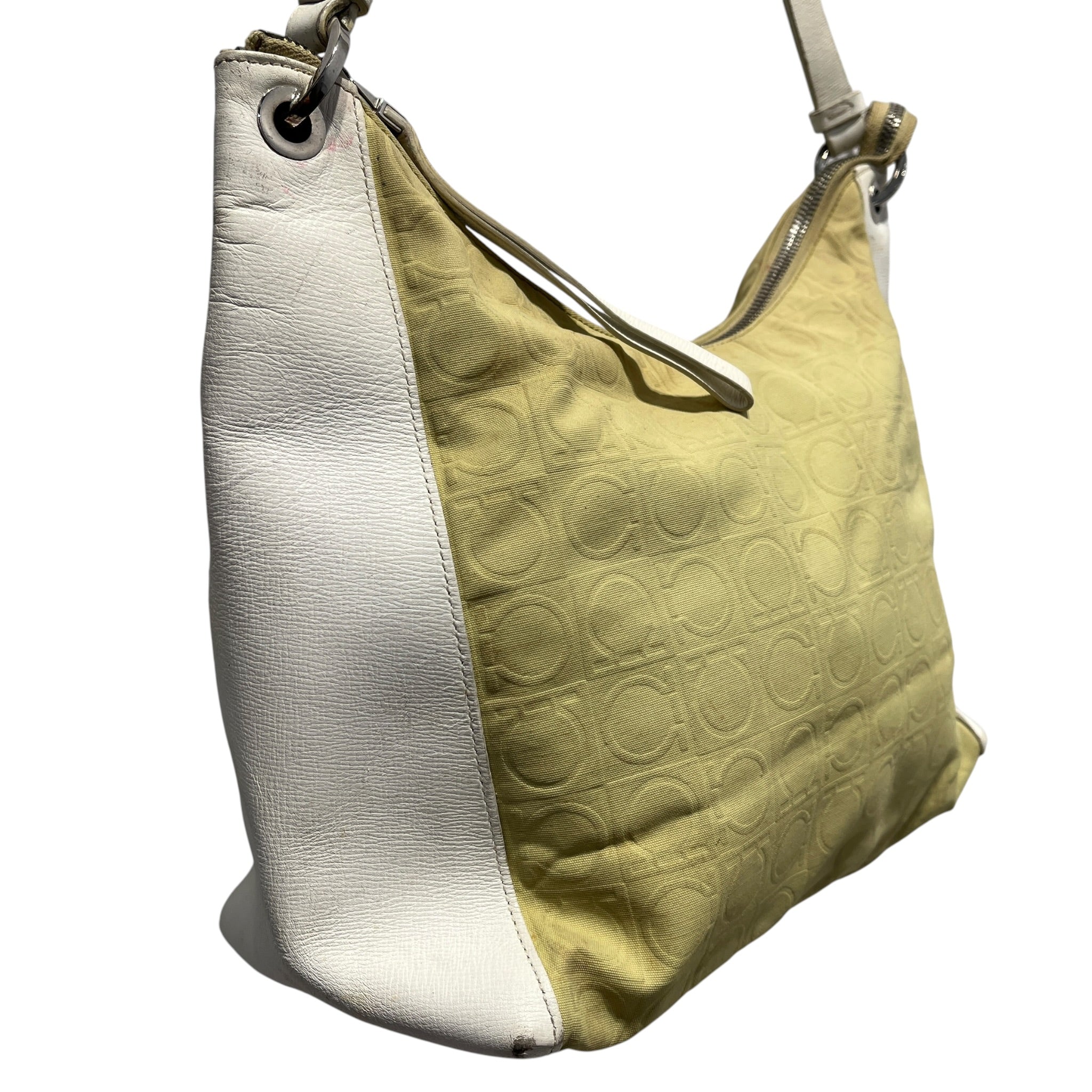 Salvatore Ferragamo/Hand Bag/Monogram/Cotton/GRN/white leather sides view 6