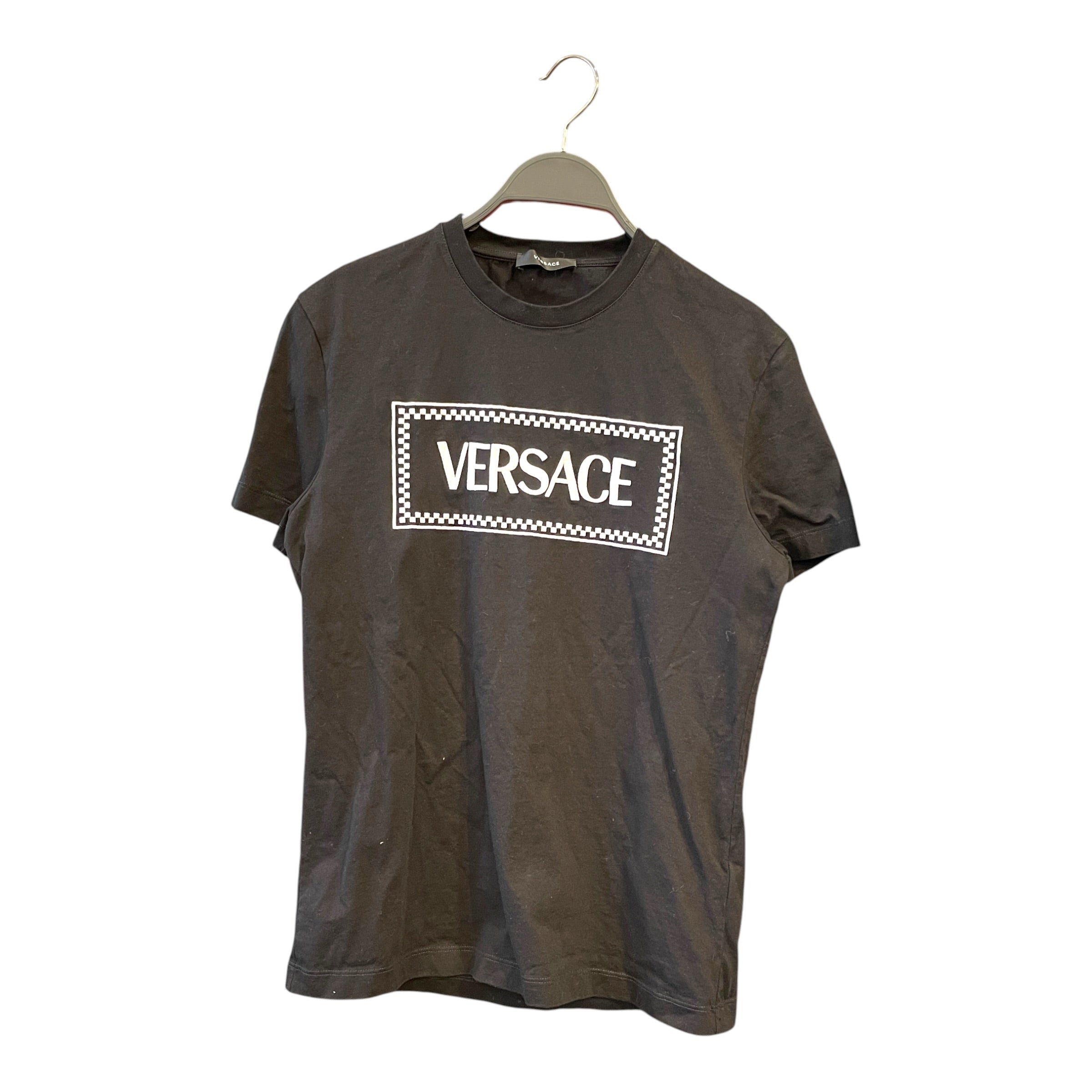 VERSACE/T-Shirt/XS/Graphic/Cotton/BLK/Embroidered Logo Print T-shirt view 1