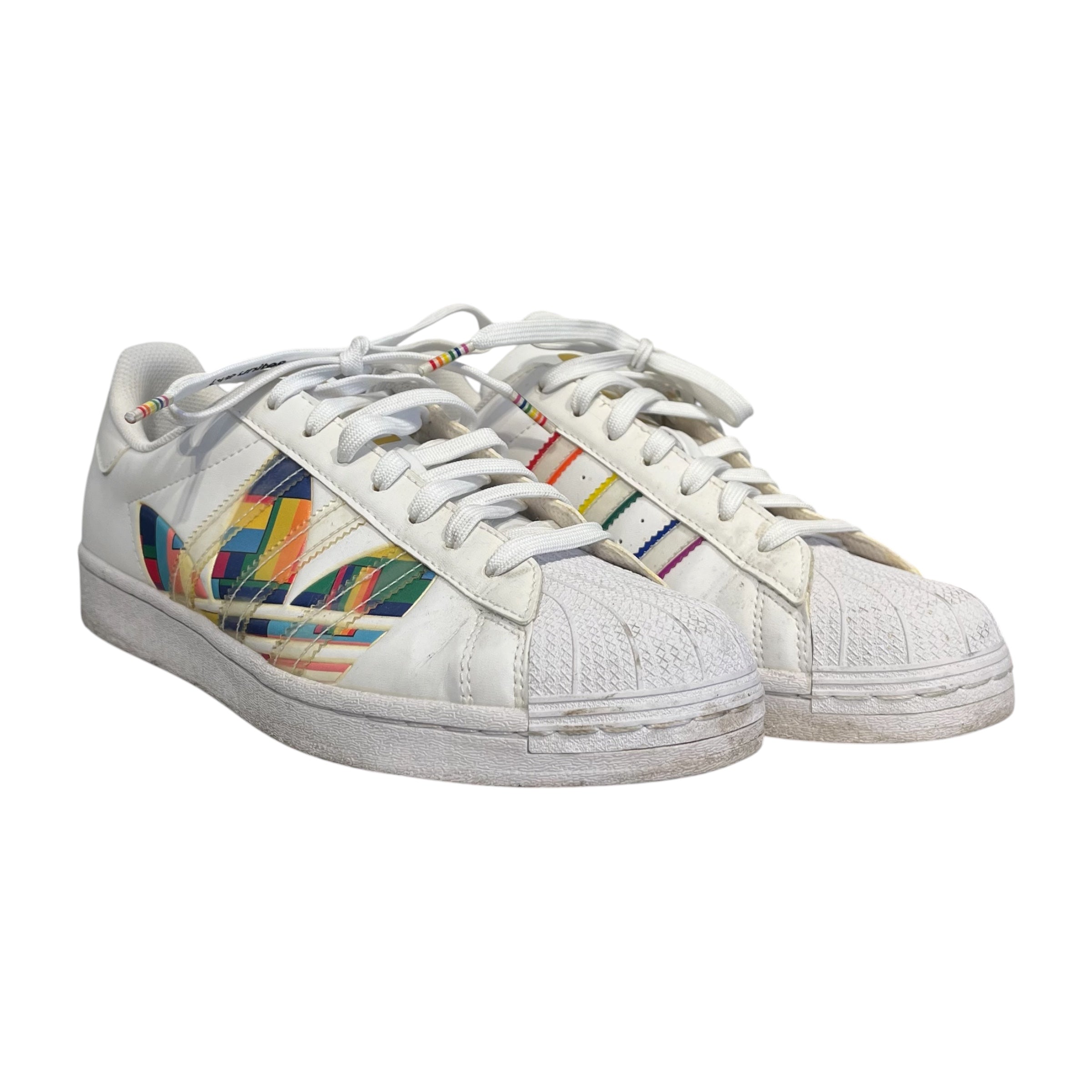 adidas/Low-Sneakers/US 8.5/Leather/WHT/pride sneakers view 1
