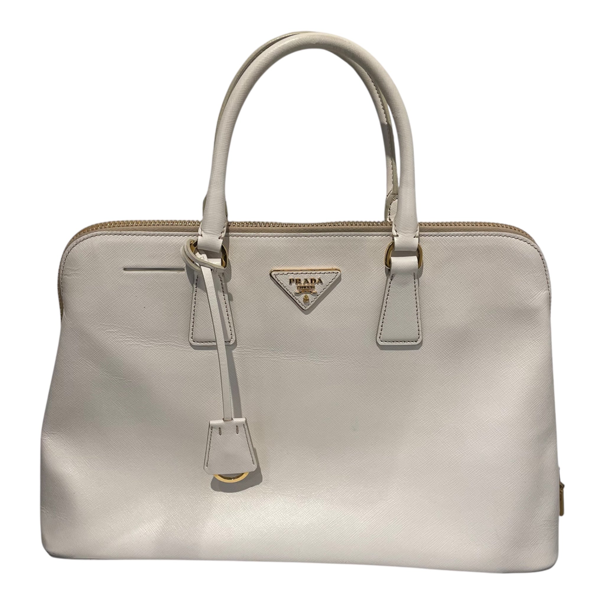 PRADA/Hand Bag/Leather/WHT/saffiano lux view 1