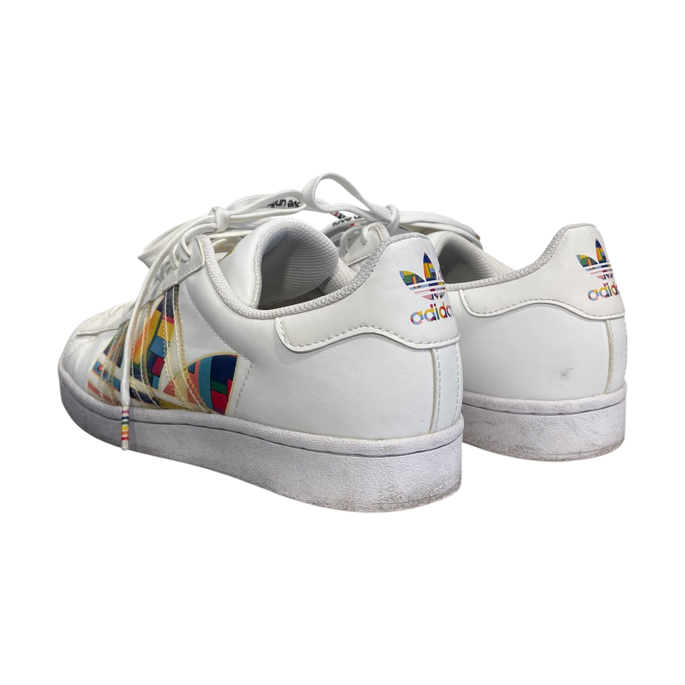 adidas/Low-Sneakers/US 8.5/Leather/WHT/pride sneakers view 2