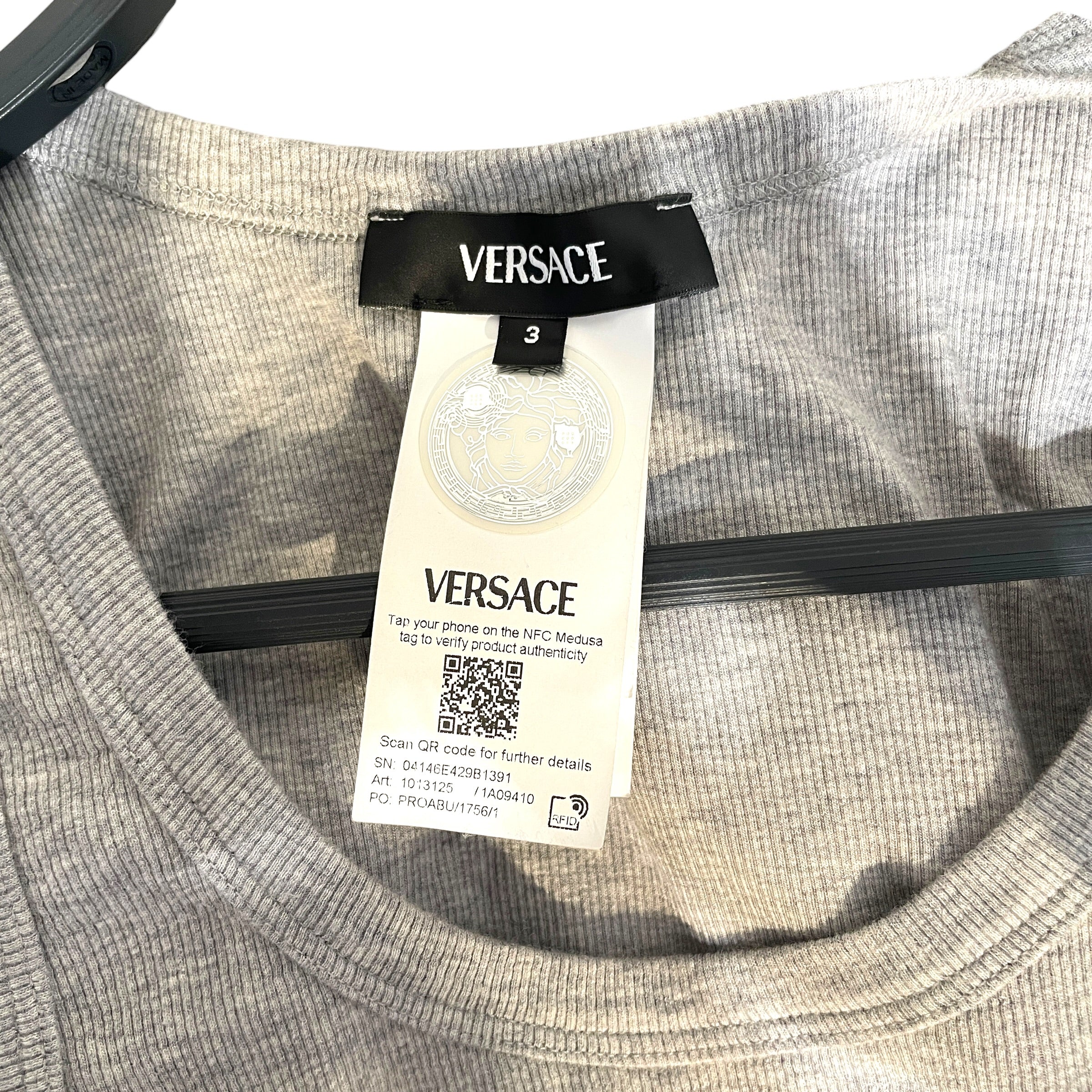 VERSACE/Tank Top/3/Cotton/GRY/Cotton Ribbed Logo Tank Top view 3