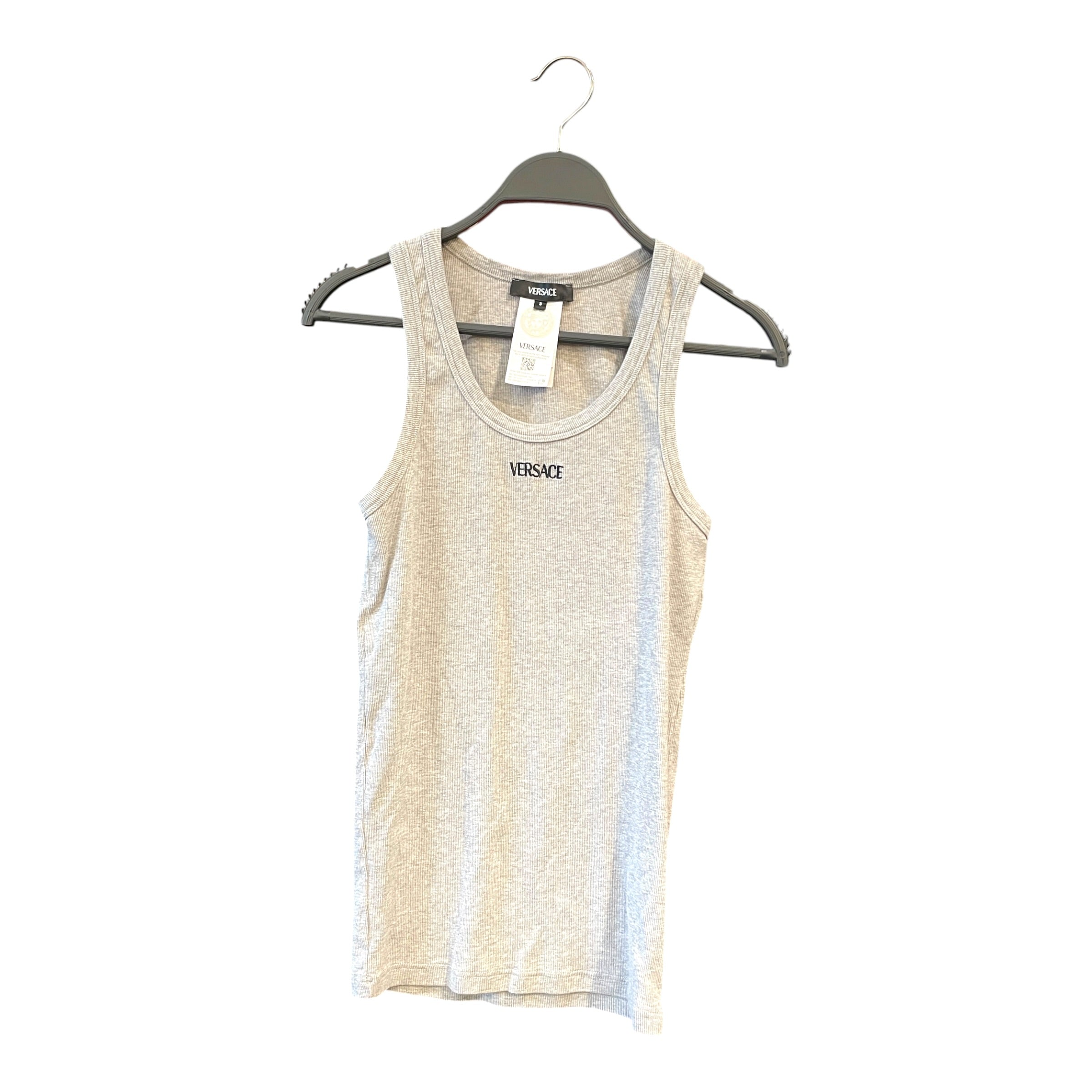 VERSACE/Tank Top/3/Cotton/GRY/Cotton Ribbed Logo Tank Top view 1