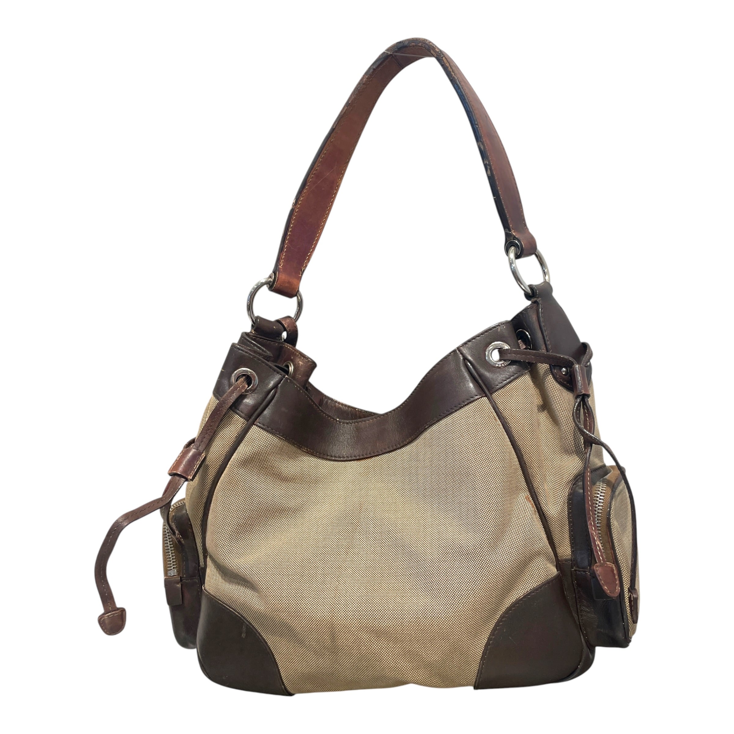PRADA/Hand Bag/Cotton/BRW/Canapa Logo Hobo Bag view 7