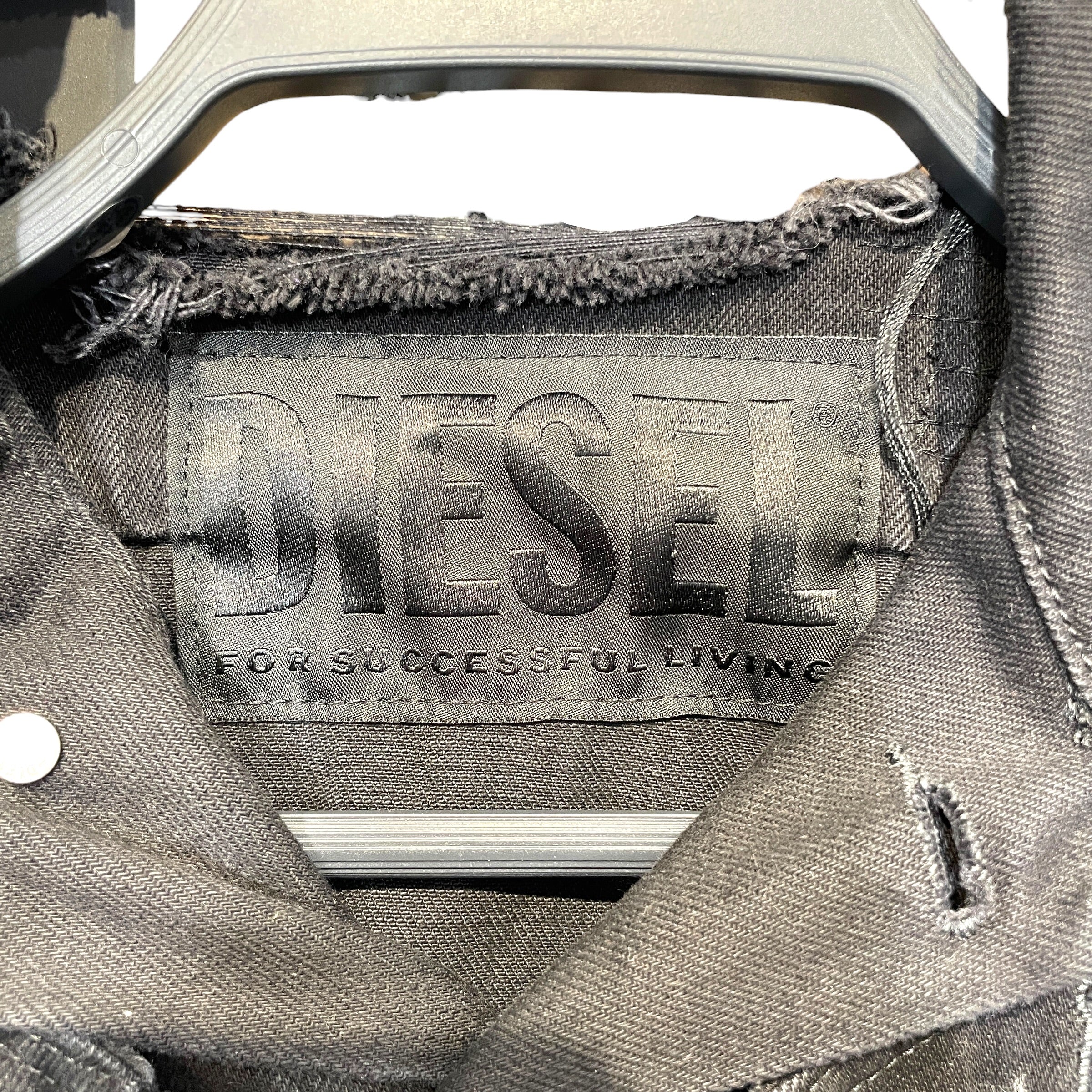 DIESEL/Denim Jkt/XXS/Cowhide/BLK/Deconstructed Raw Fringe Jkt view 3