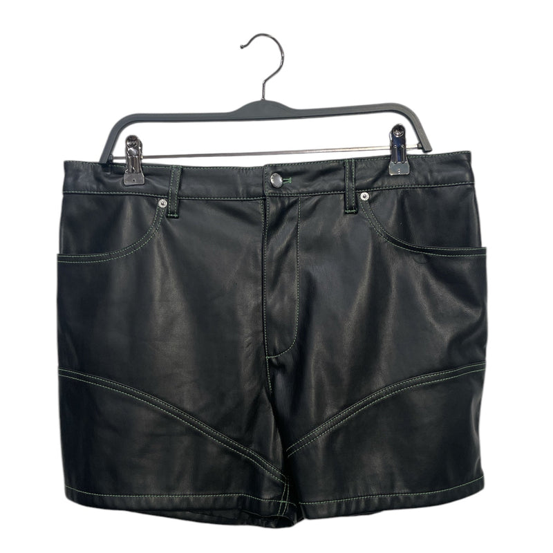 ECKHAUS LATTA/Shorts/32/Leather/BLK/GREEN STITCH