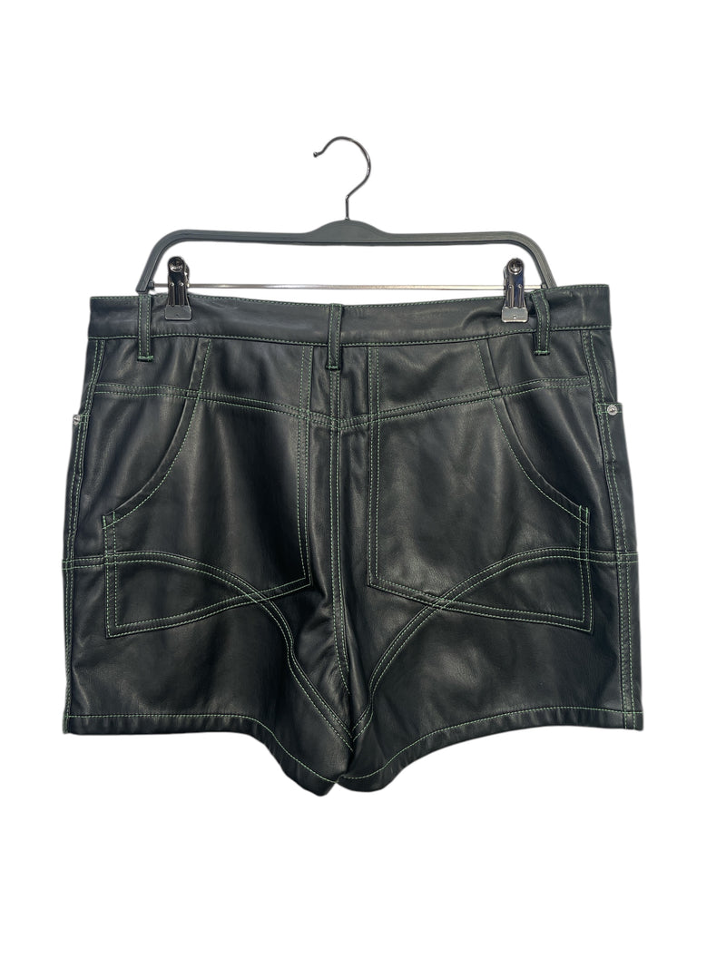 ECKHAUS LATTA/Shorts/32/Leather/BLK/GREEN STITCH