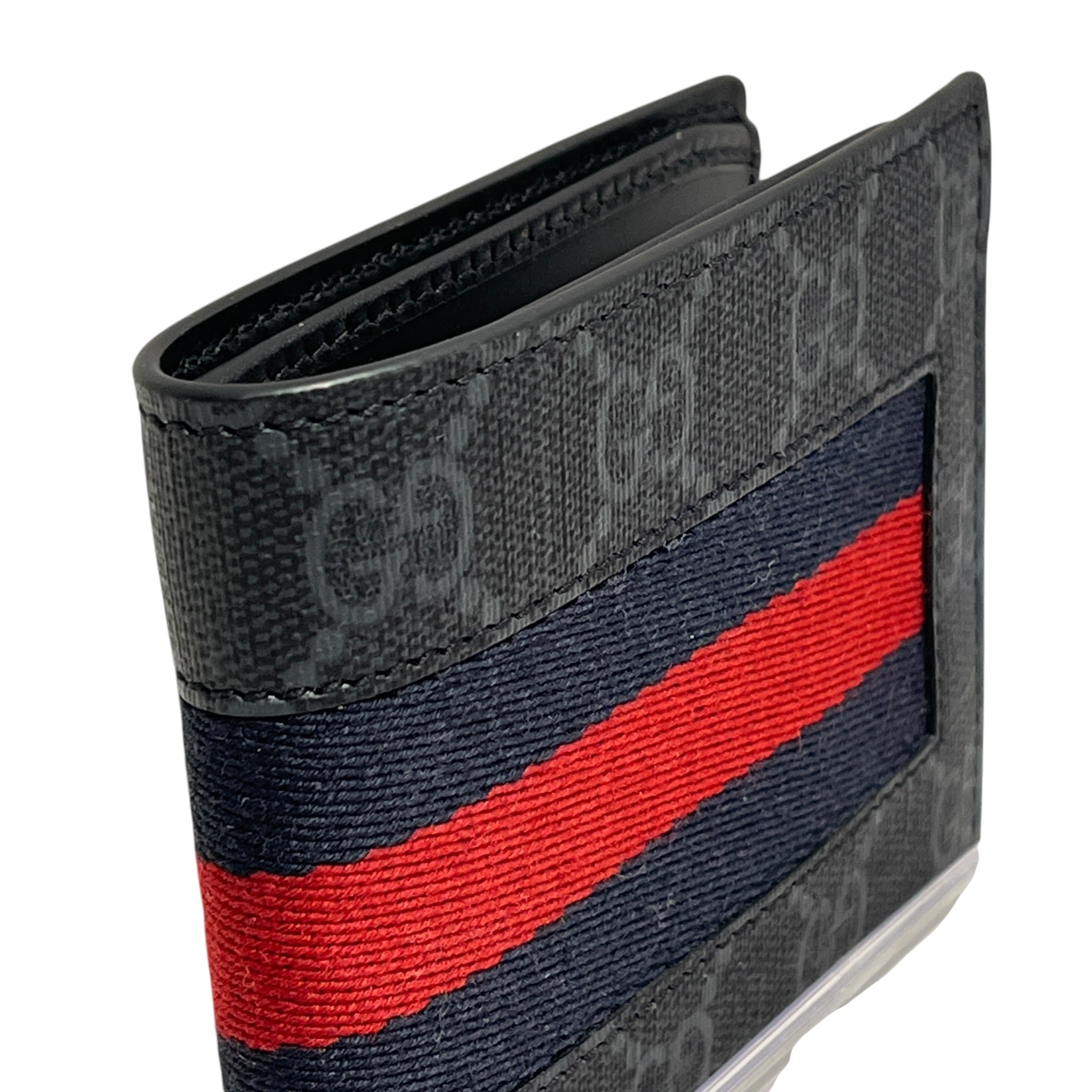 GUCCI/Bifold Wallet/Monogram/BLK/GG WEB RED STRIPE view 6