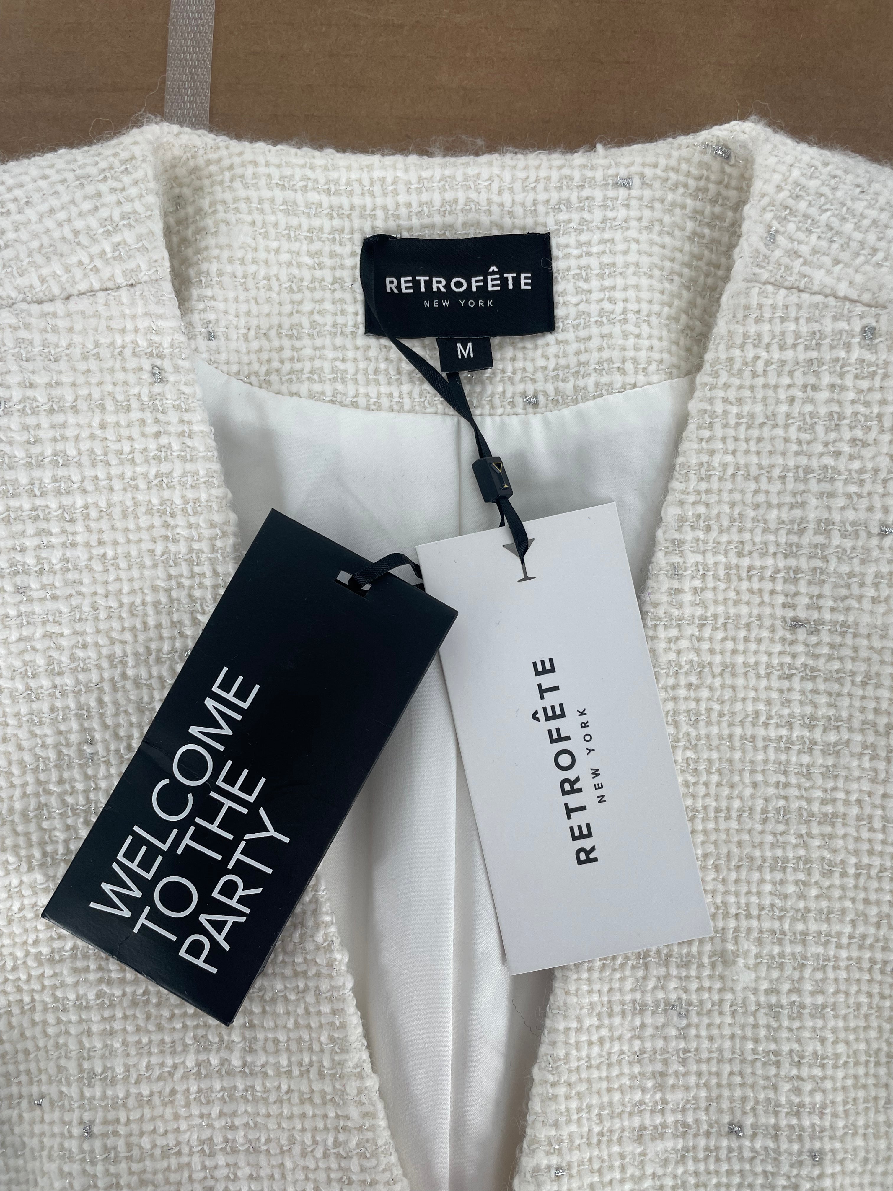 RETROFETE/Tailored Jkt/M/Polyester/WHT/Single Breasted/S/S TWEED JACKET WEB-10415 view 3