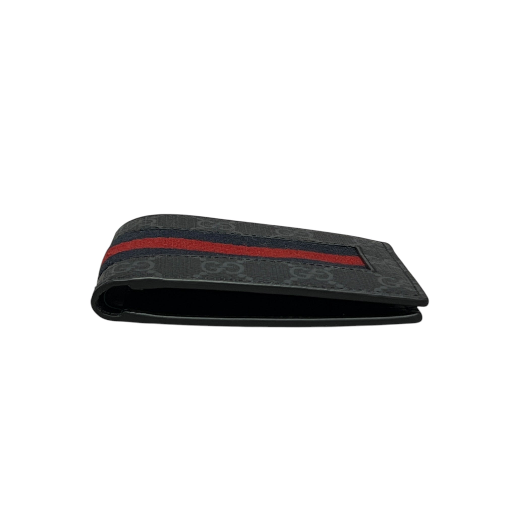 GUCCI/Bifold Wallet/Monogram/BLK/GG WEB RED STRIPE view 3