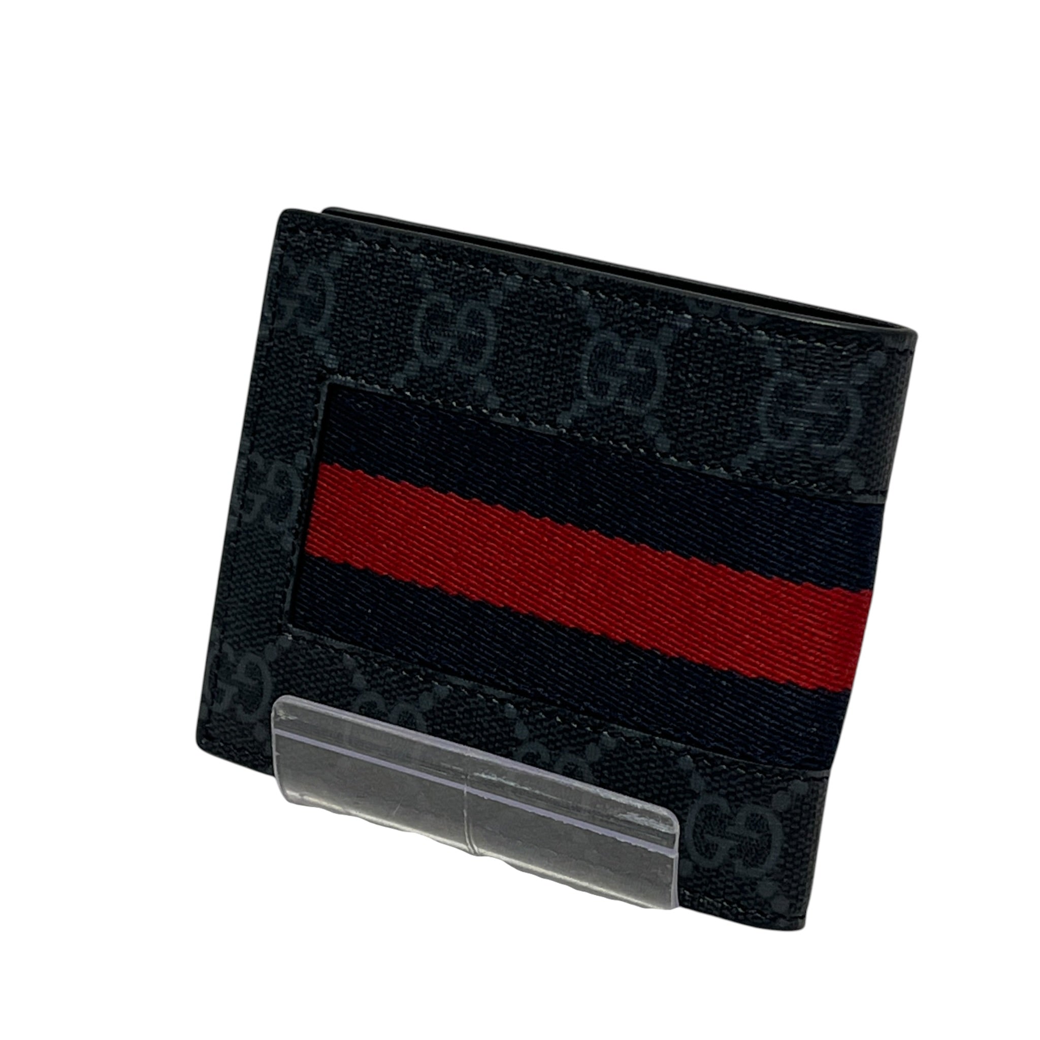 GUCCI/Bifold Wallet/Monogram/BLK/GG WEB RED STRIPE view 2