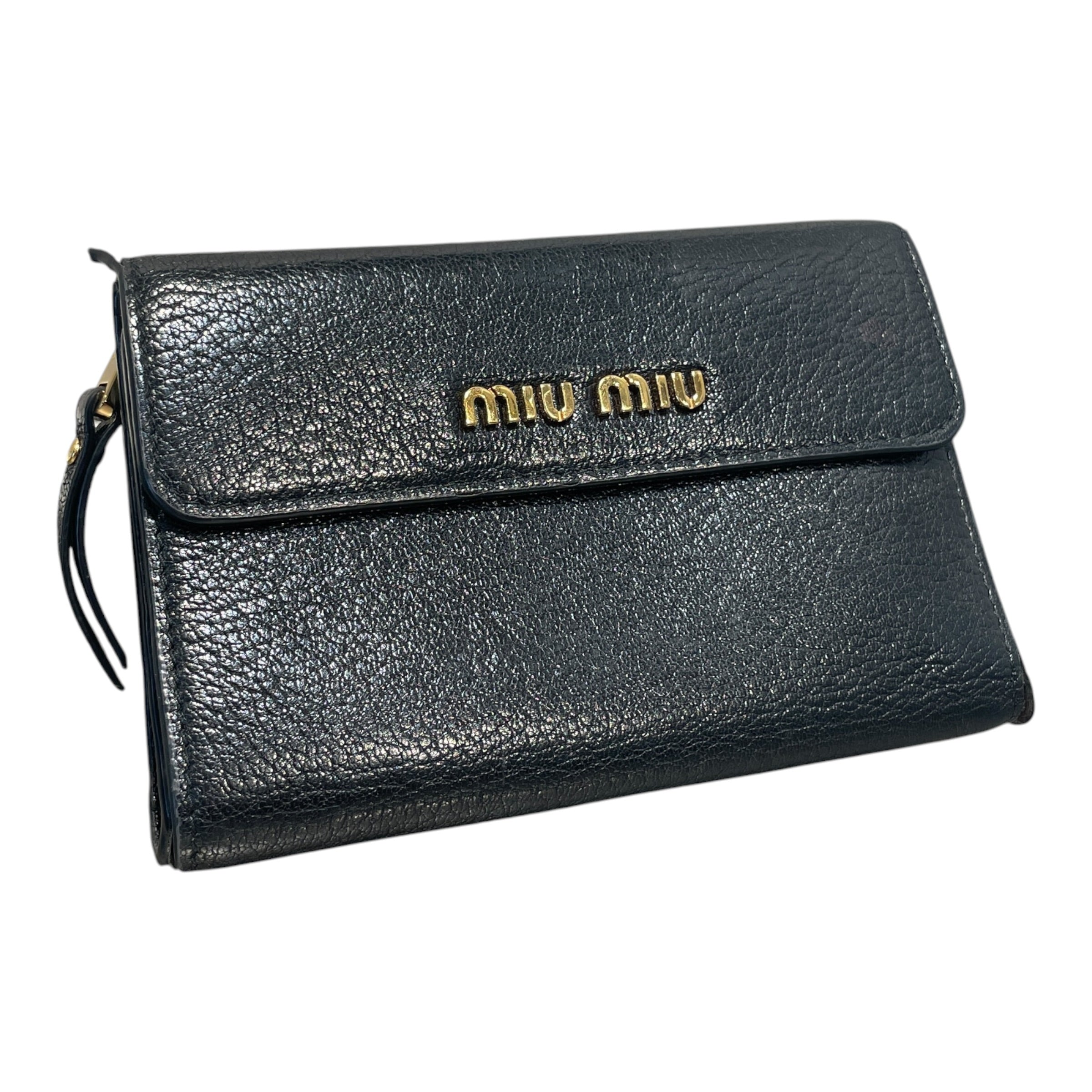 MIU MIU/Wallet/Leather/BLK/L's/Madras Compact wallet view 1