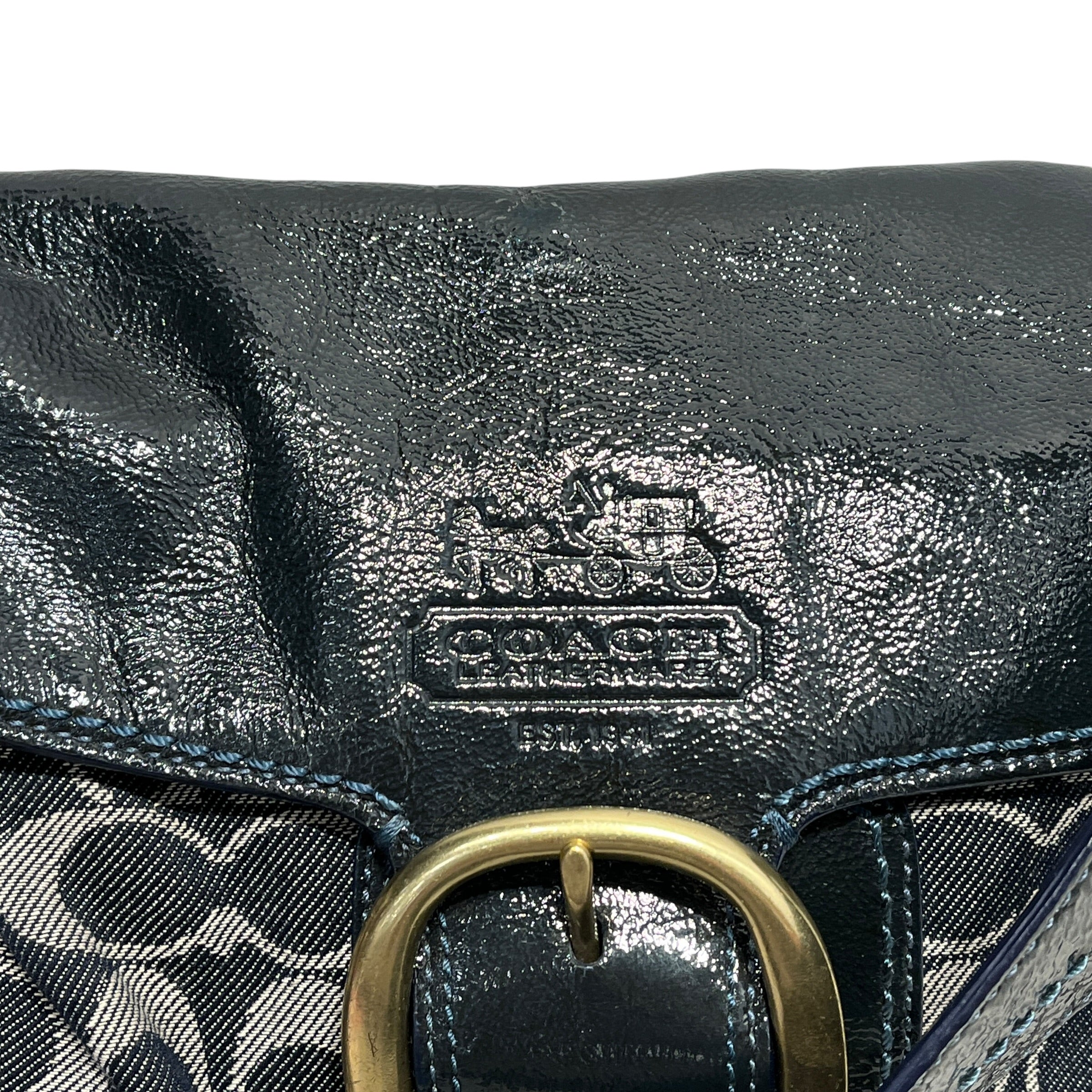 COACH/Hand Bag/Monogram/Denim/BLU/Sufflette Patent Leather Bag view 4