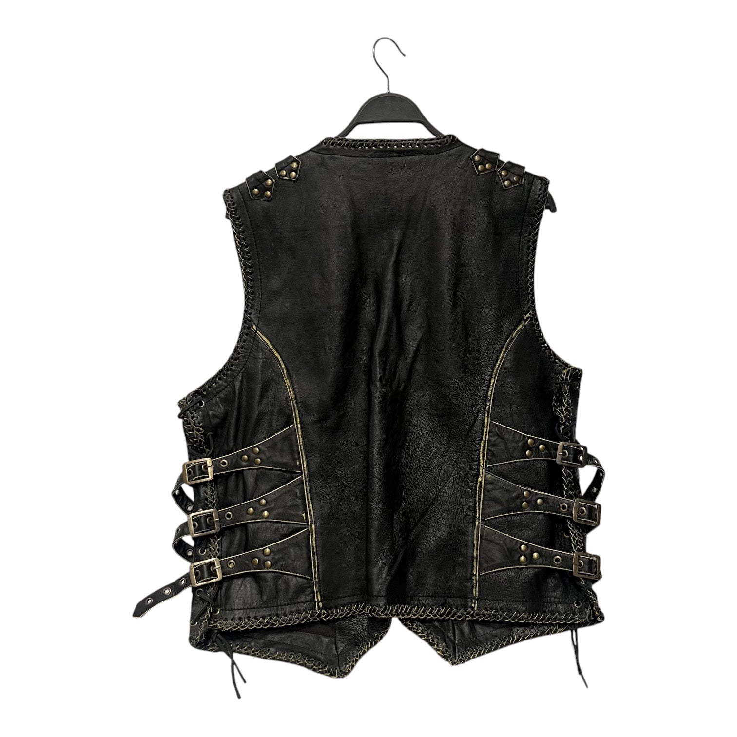 MAK&RID/Vest/L/Leather/BLK/biker vest view 2