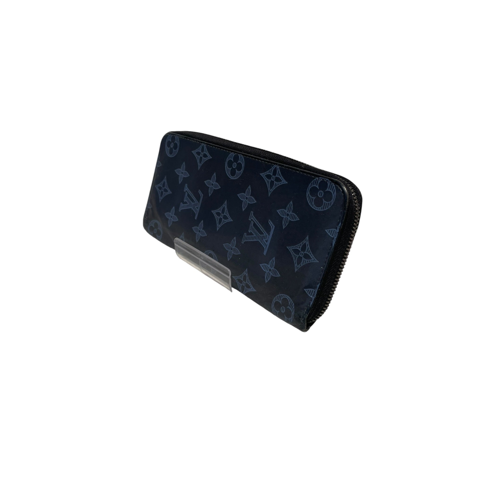 LOUIS VUITTON/Long Wallet/Monogram/Leather/BLK/M's/light blue print view 2