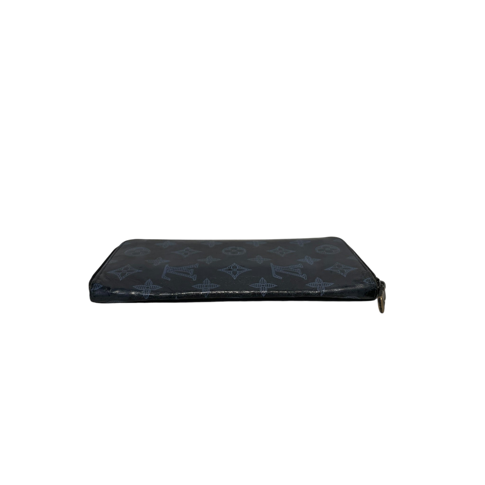 LOUIS VUITTON/Long Wallet/Monogram/Leather/BLK/M's/light blue print view 3