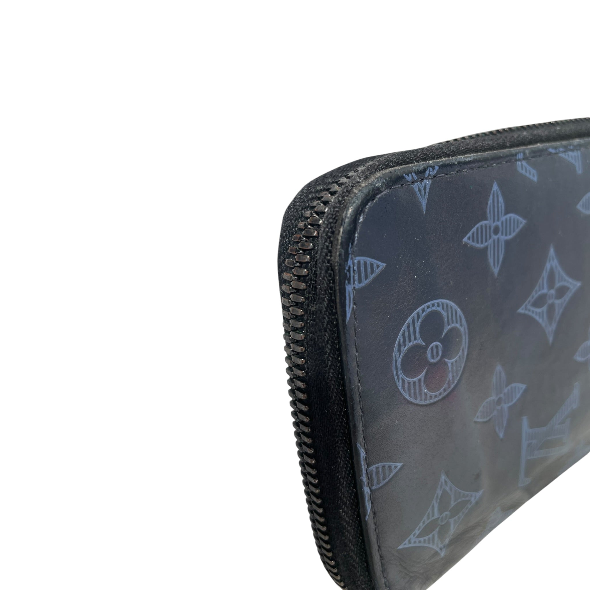 LOUIS VUITTON/Long Wallet/Monogram/Leather/BLK/M's/light blue print view 6