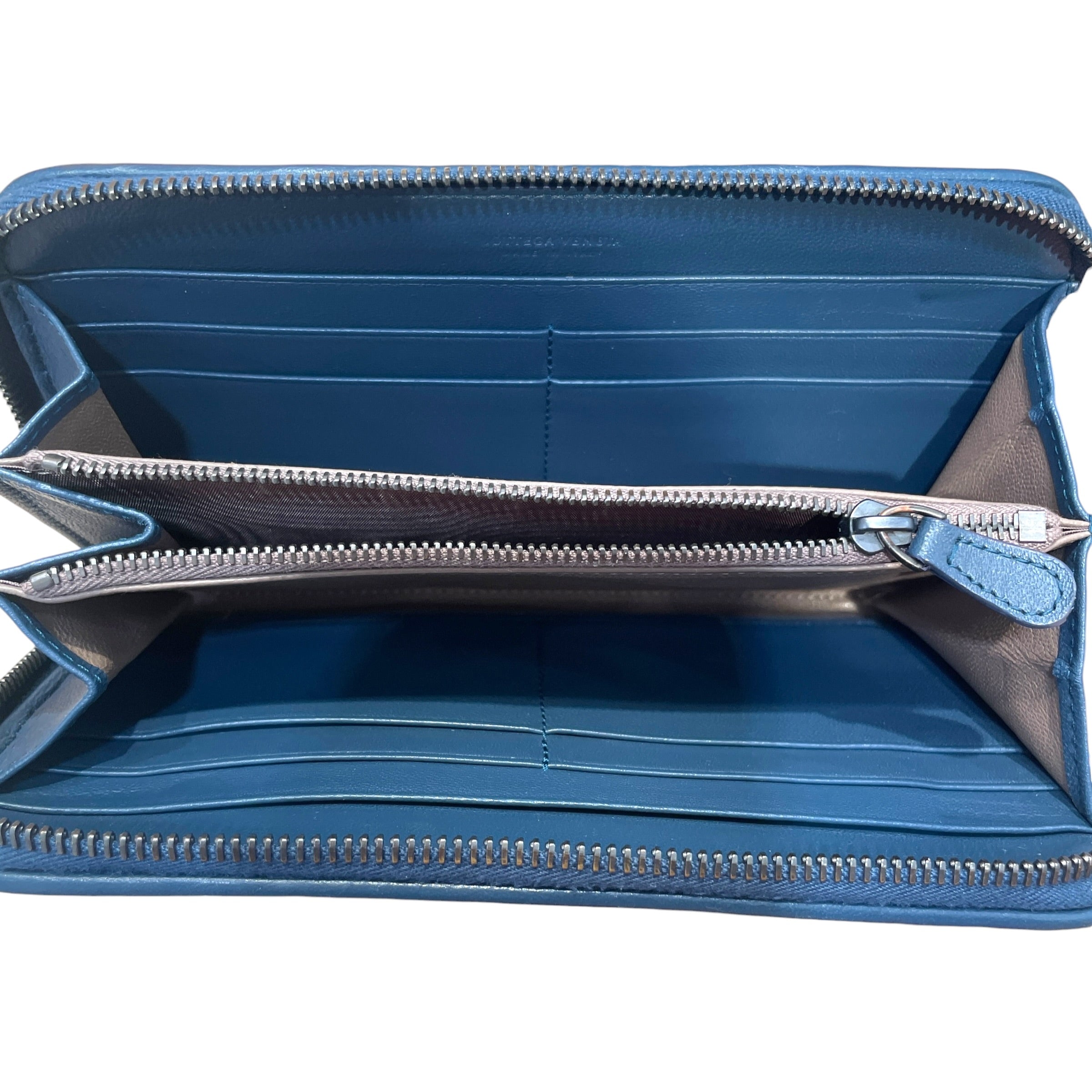 BOTTEGA VENETA/Long Wallet/Leather/BLU/L's/Intrecciato Wallet view 3