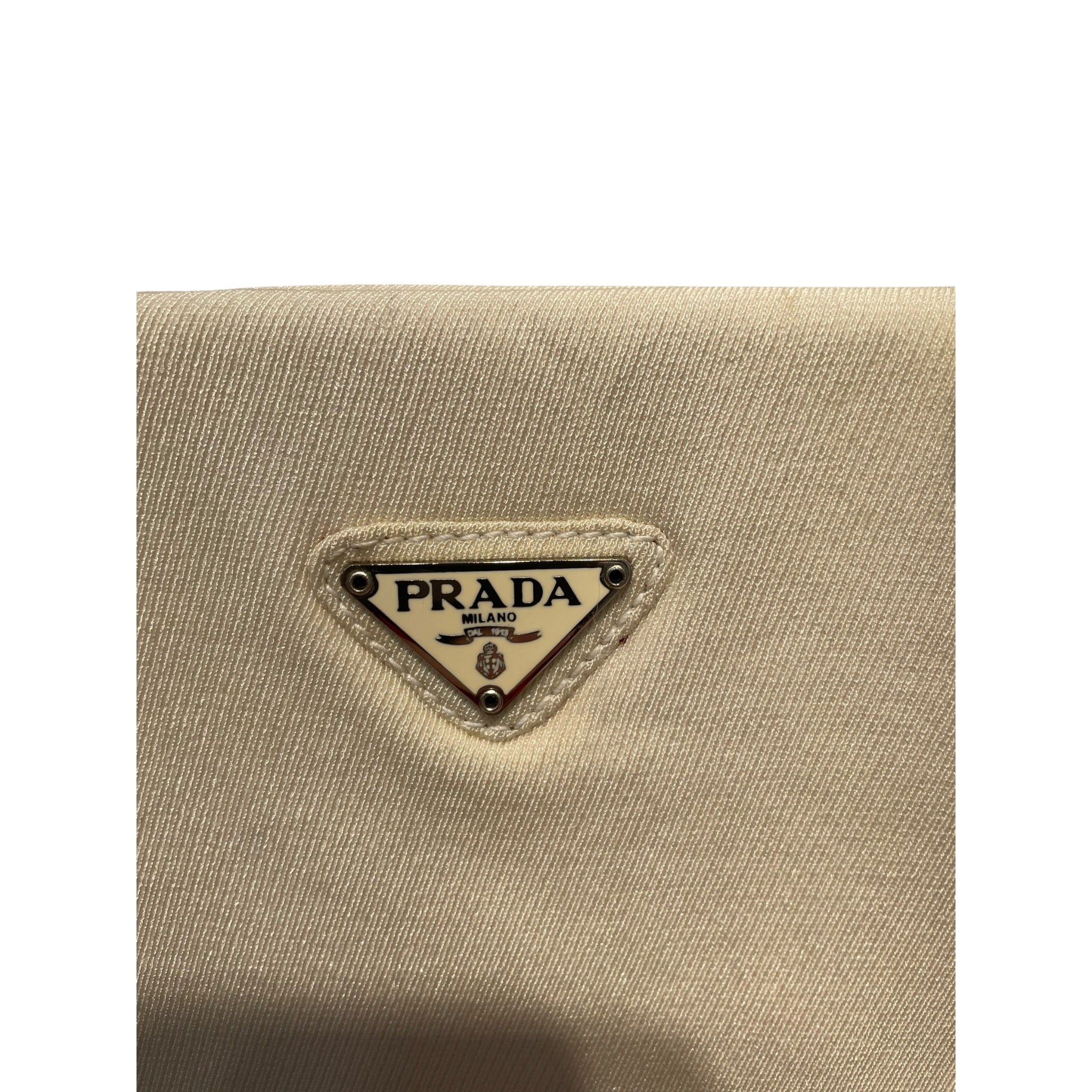 PRADA/Cross Body Bag/Cotton/WHT/VINTAGE CLASP OPEN view 3
