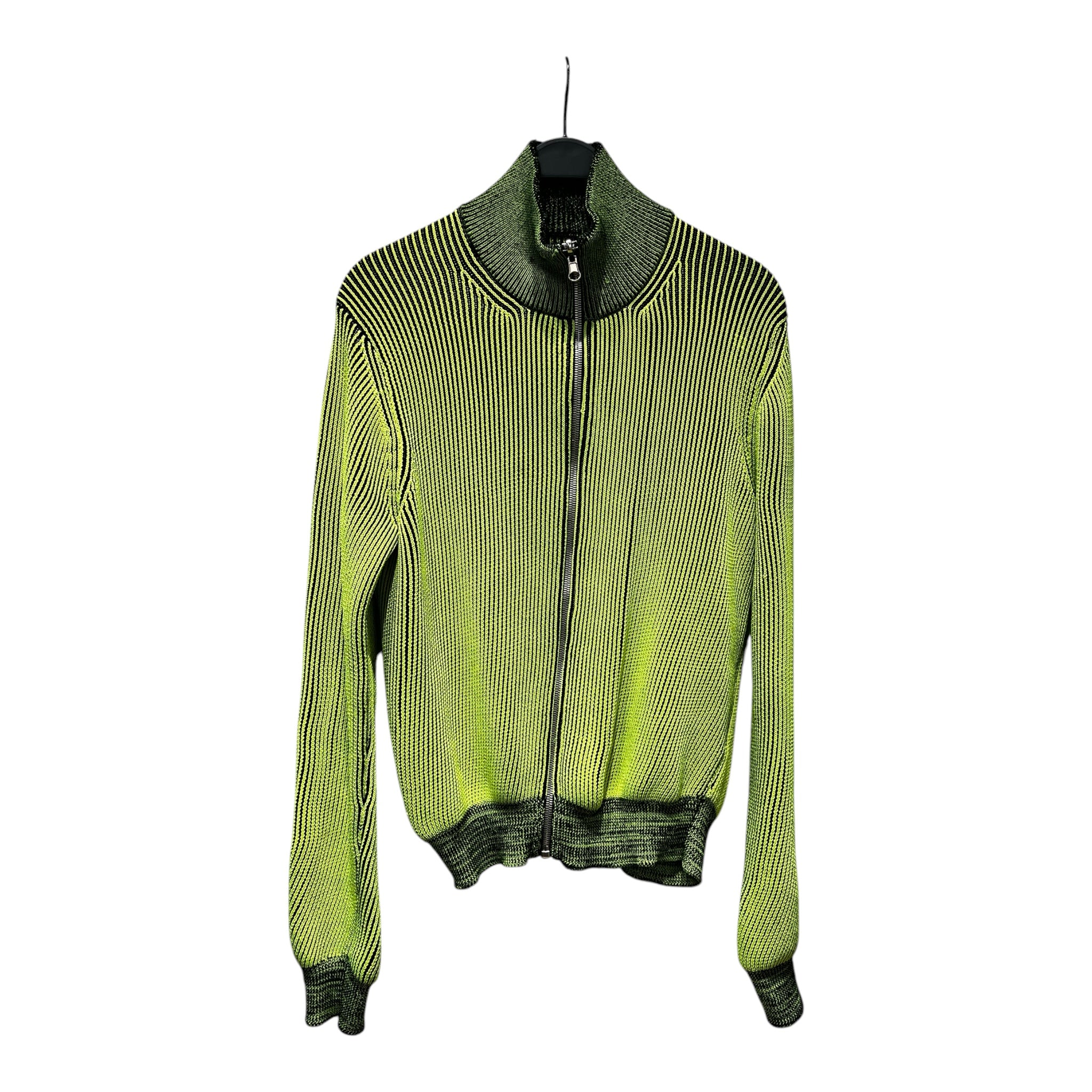 Maison Margiela/Sweater/M/Cotton/GRN/NEON KNIT REVERSIBLE ZIP-UP view 1