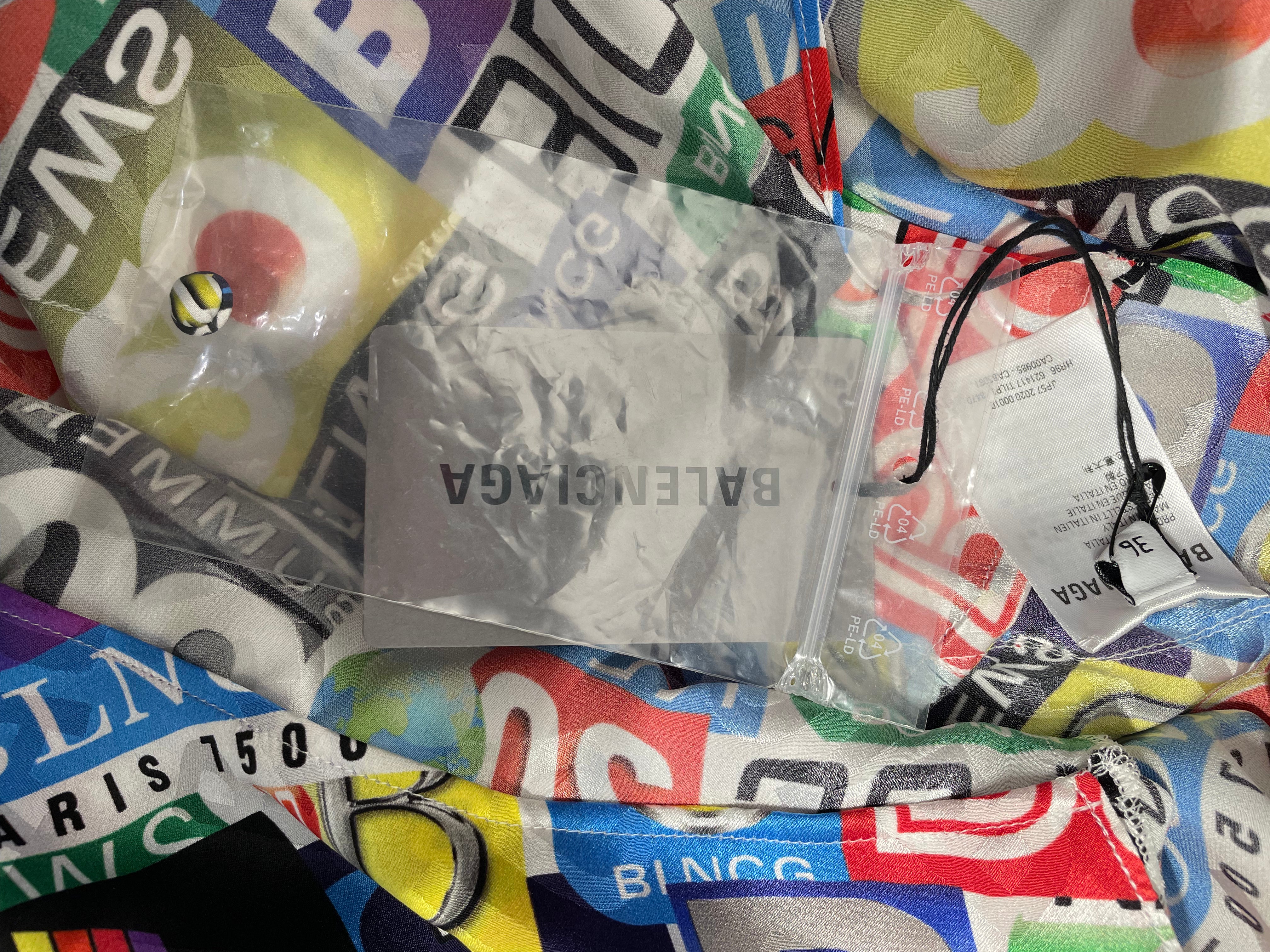 BALENCIAGA/LS Dress/36/All Over Print/Polyester/MLT/NEWS CHANNEL LOGO DRESS view 3