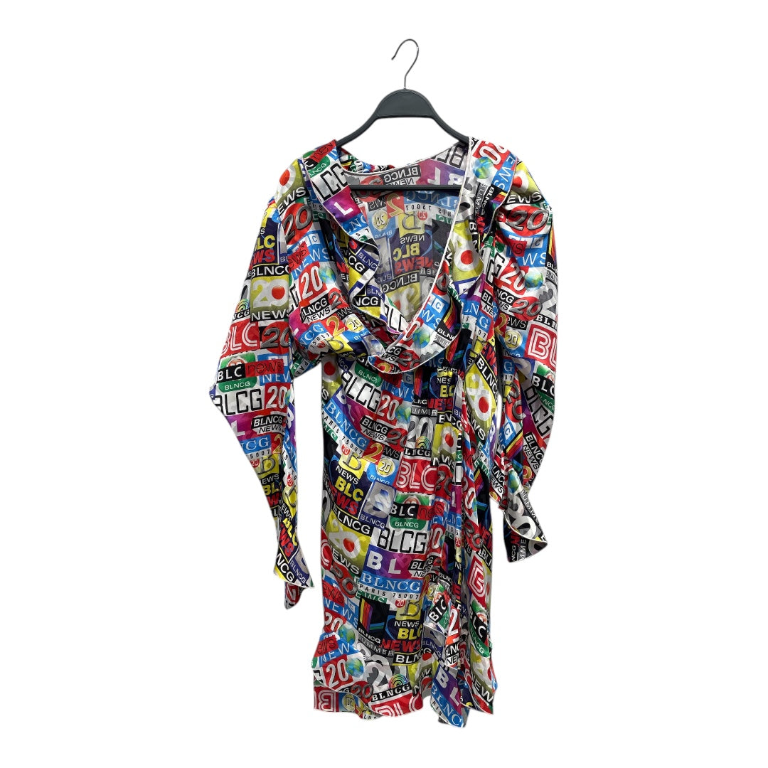 BALENCIAGA/LS Dress/36/All Over Print/Polyester/MLT/NEWS CHANNEL LOGO DRESS view 1