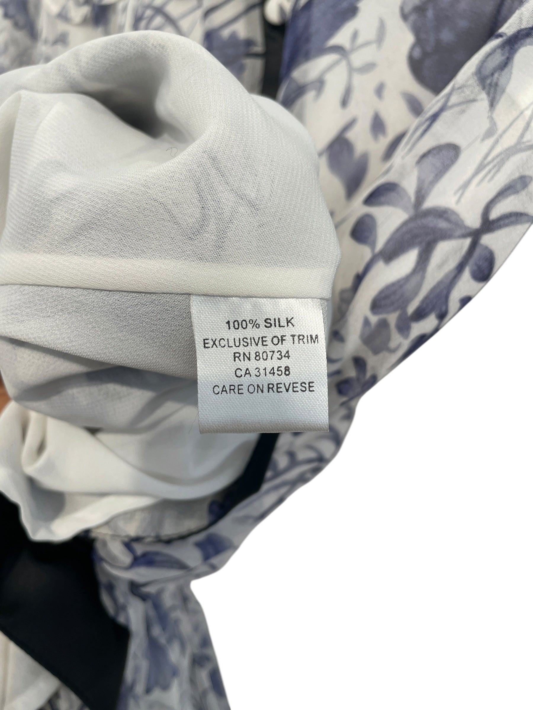 ANNA SUI/SS Dress/M/Floral Pattern/Silk/WHT/Mini Length/violet florals, blk seams view 4