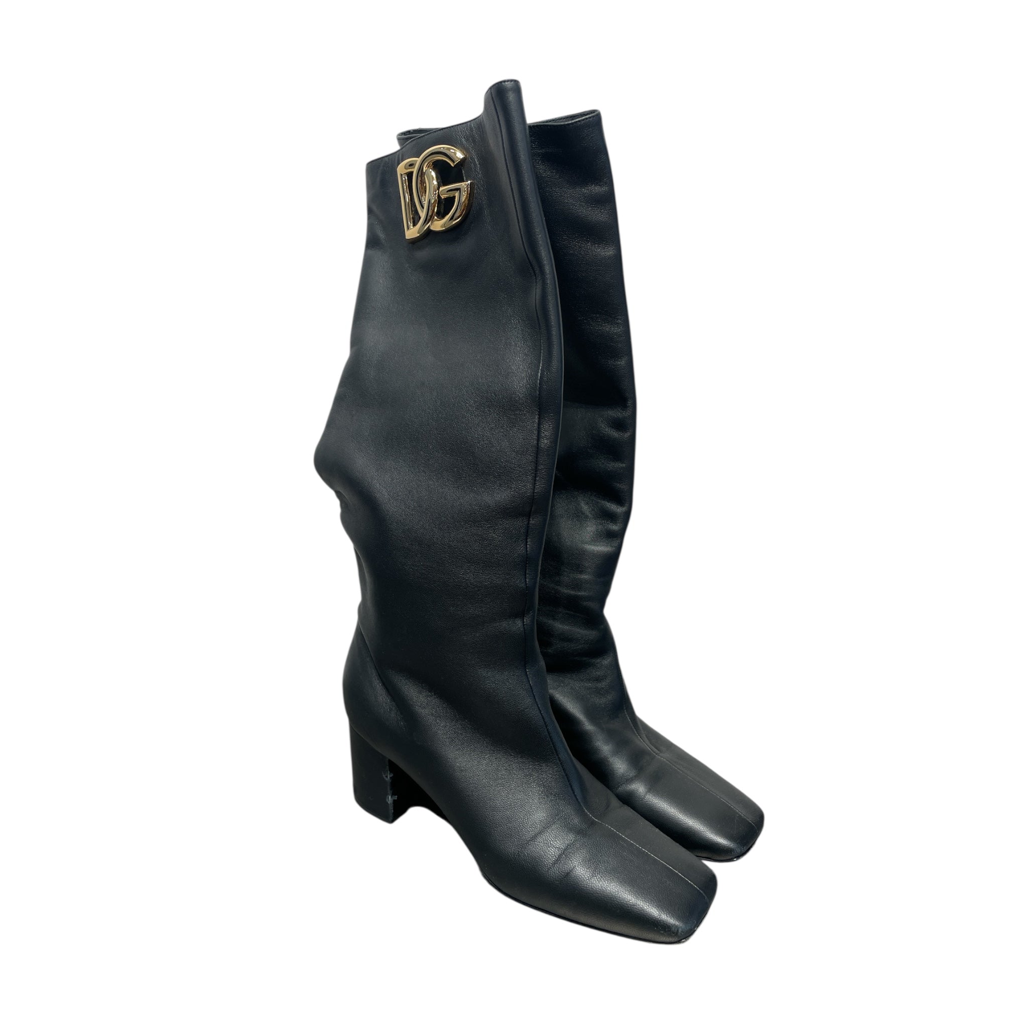 D&G/Heels/EU 38.5/Leather/BLK/LONG BOOTS view 1