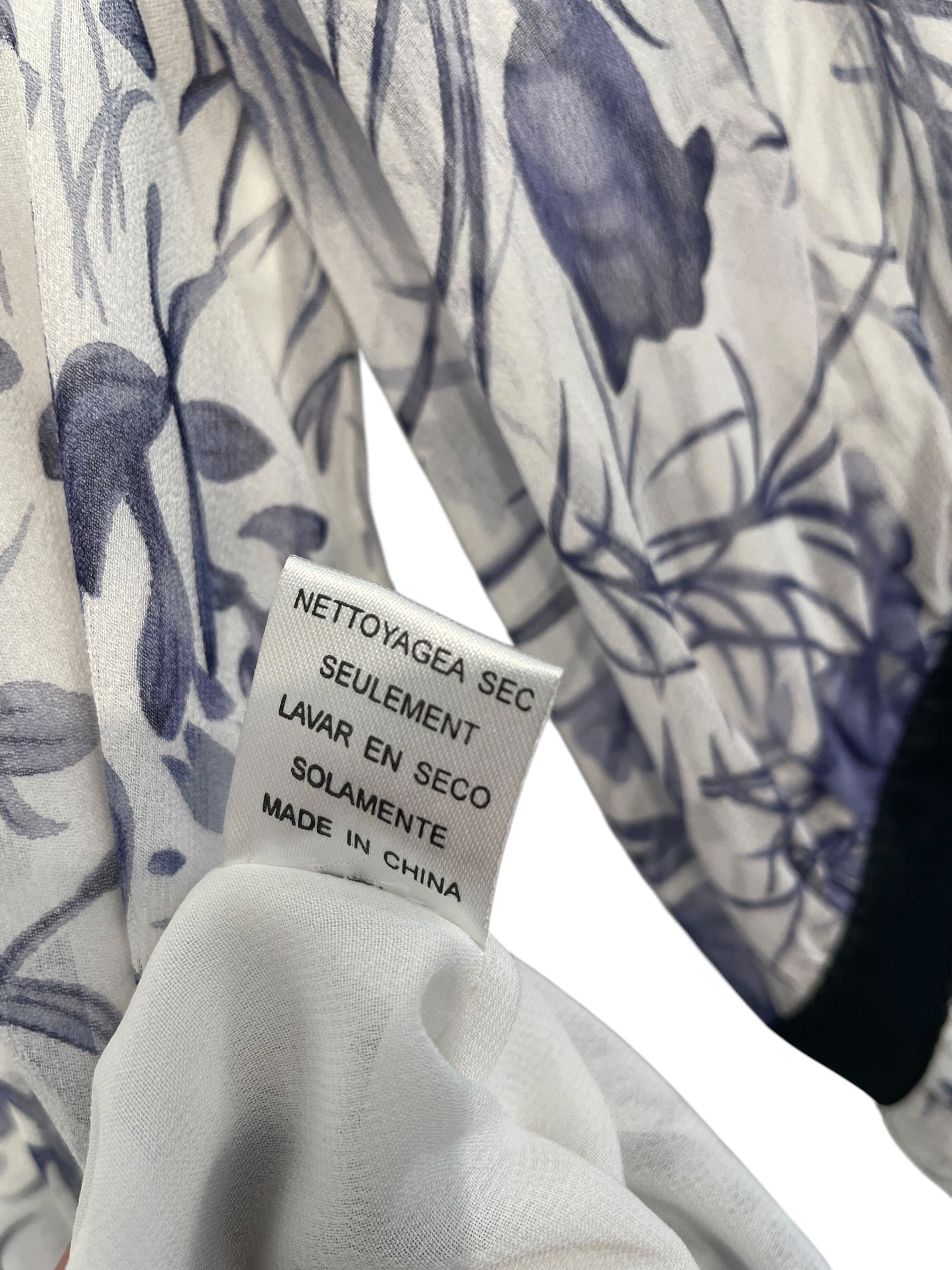 ANNA SUI/SS Dress/M/Floral Pattern/Silk/WHT/Mini Length/violet florals, blk seams view 5