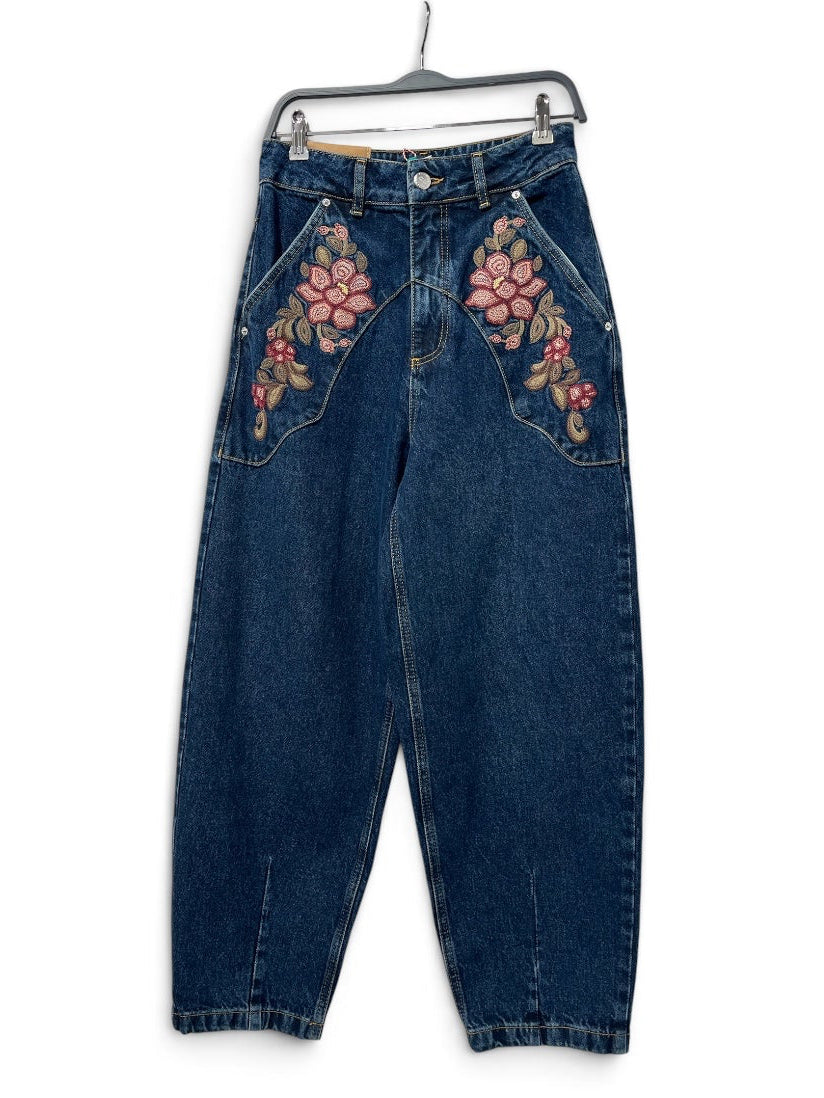 FARM Rio/Wide Leg Pants/26/Cotton/IDG/FLORAL BARRELL JEANS view 1