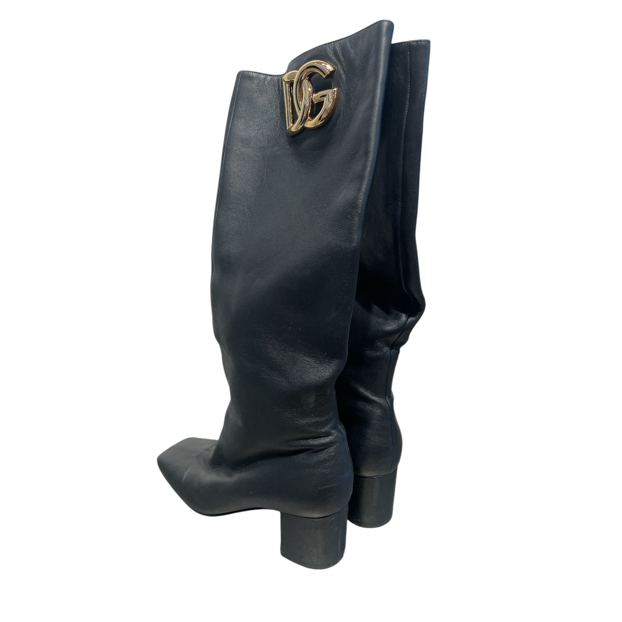 D&G/Heels/EU 38.5/Leather/BLK/LONG BOOTS view 2