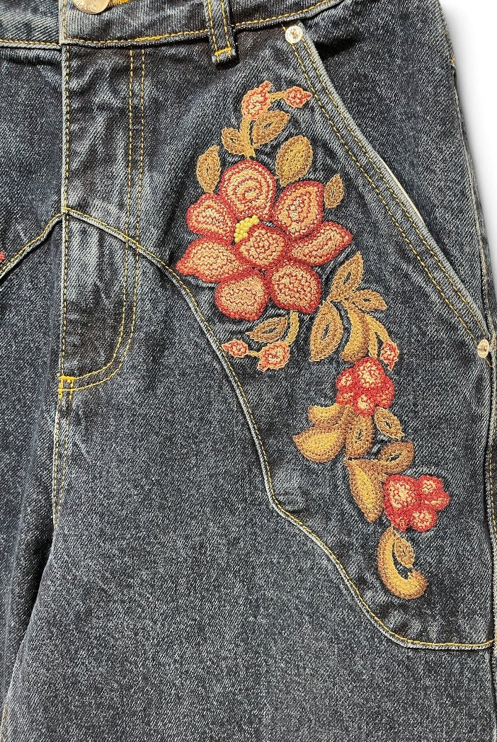 FARM Rio/Wide Leg Pants/26/Cotton/IDG/FLORAL BARRELL JEANS view 7
