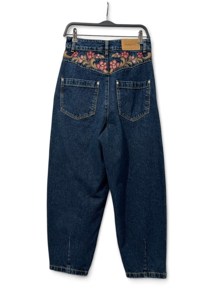 FARM Rio/Wide Leg Pants/26/Cotton/IDG/FLORAL BARRELL JEANS view 2