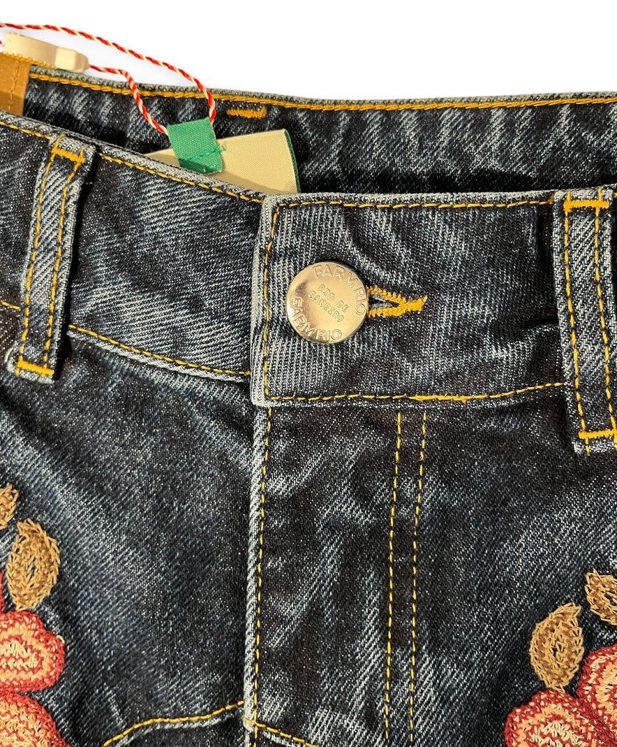 FARM Rio/Wide Leg Pants/26/Cotton/IDG/FLORAL BARRELL JEANS view 6
