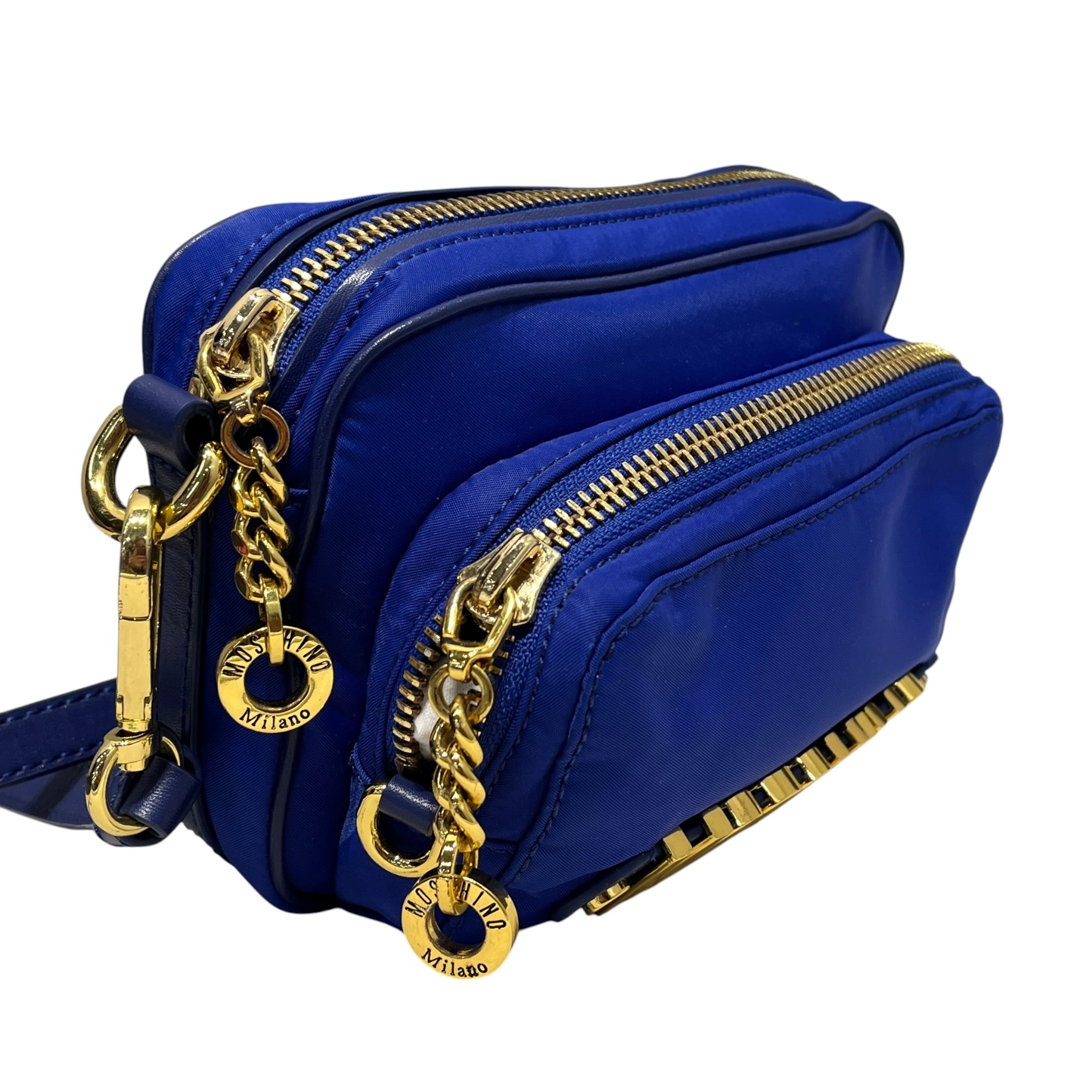 MOSCHINO/Bag/Nylon/BLU/big logo gold view 6