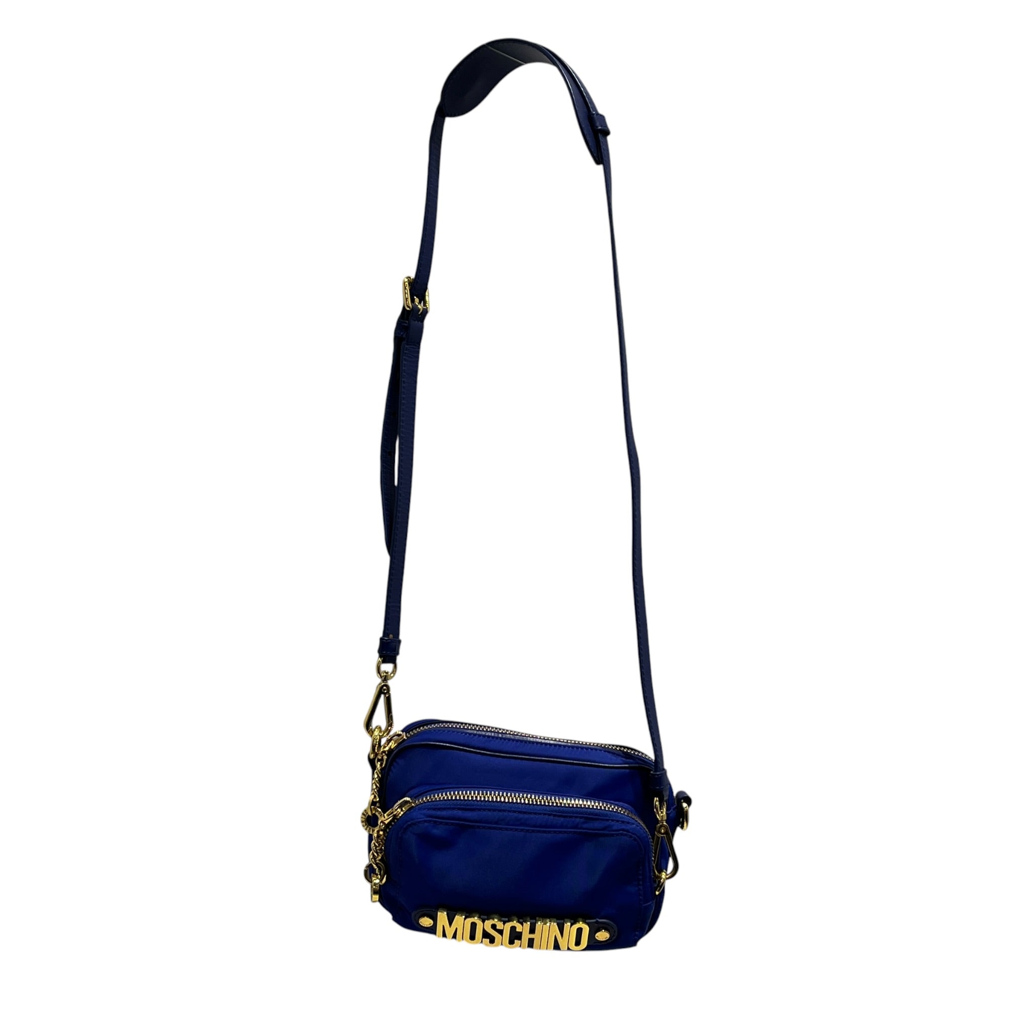MOSCHINO/Bag/Nylon/BLU/big logo gold view 1