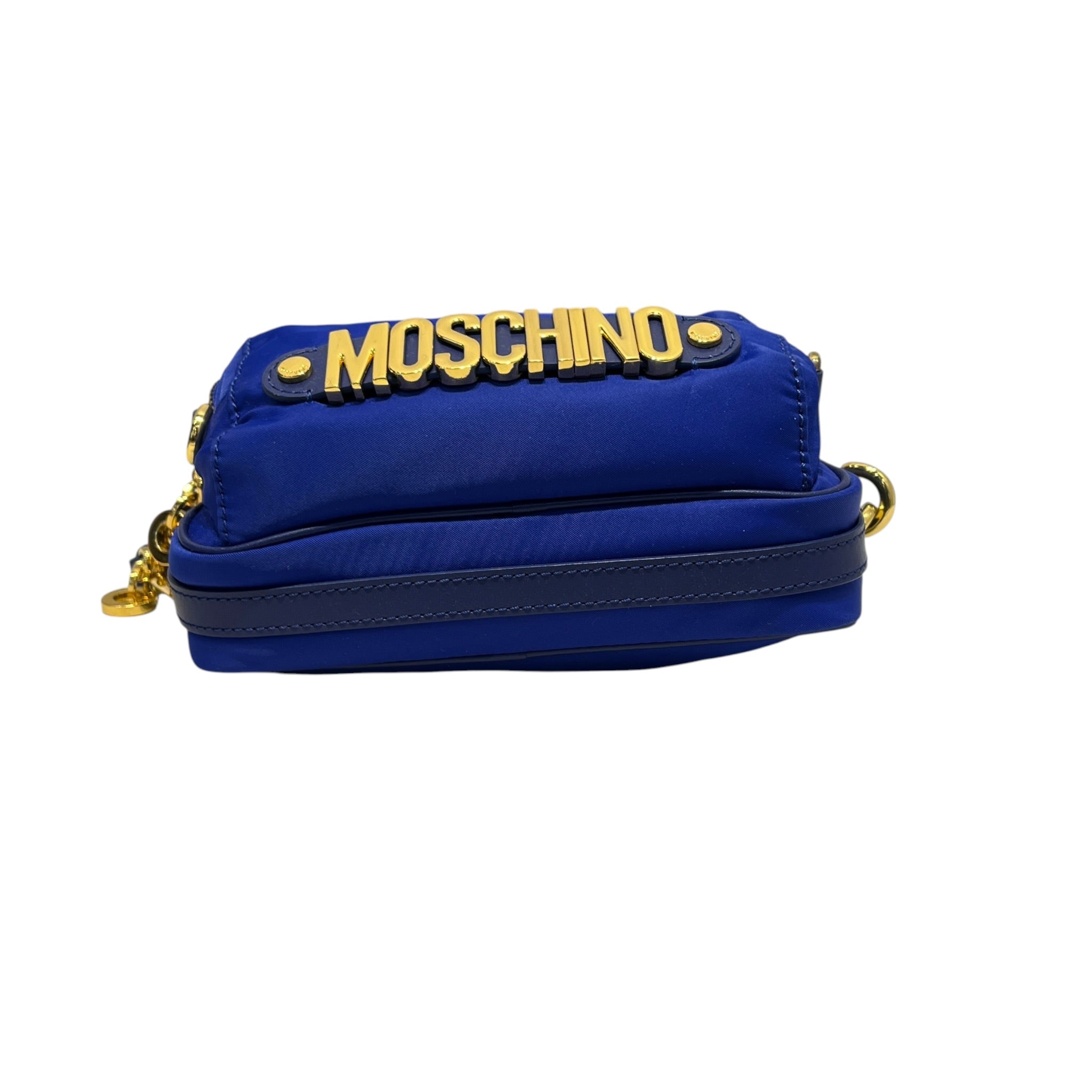 MOSCHINO/Bag/Nylon/BLU/big logo gold view 3
