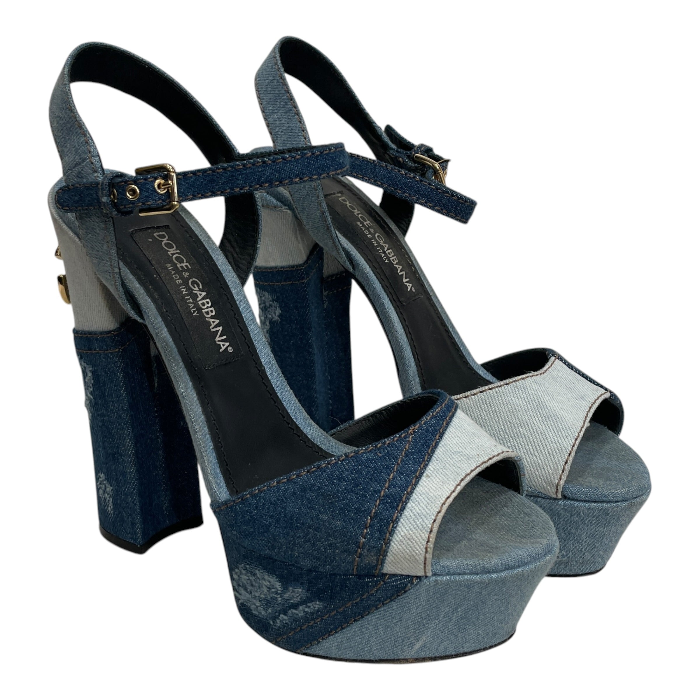 DOLCE&GABBANA/Heels/EU 39.5/Denim/BLU/KEIRA DENIM PATCHWORK view 1