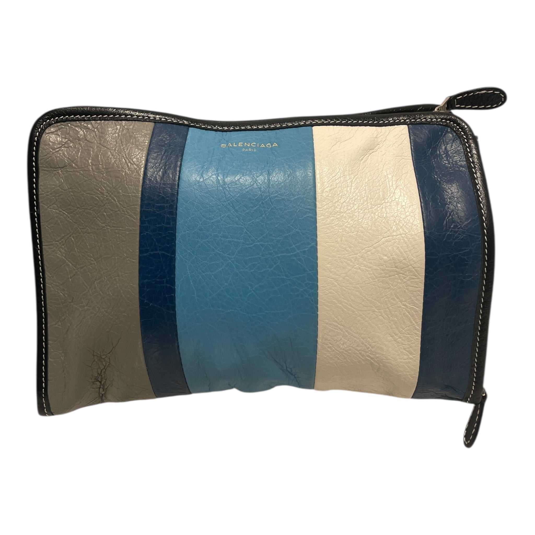 BALENCIAGA/Clutch Bag/Stripe/Leather/MLT/blue/grey/white view 1