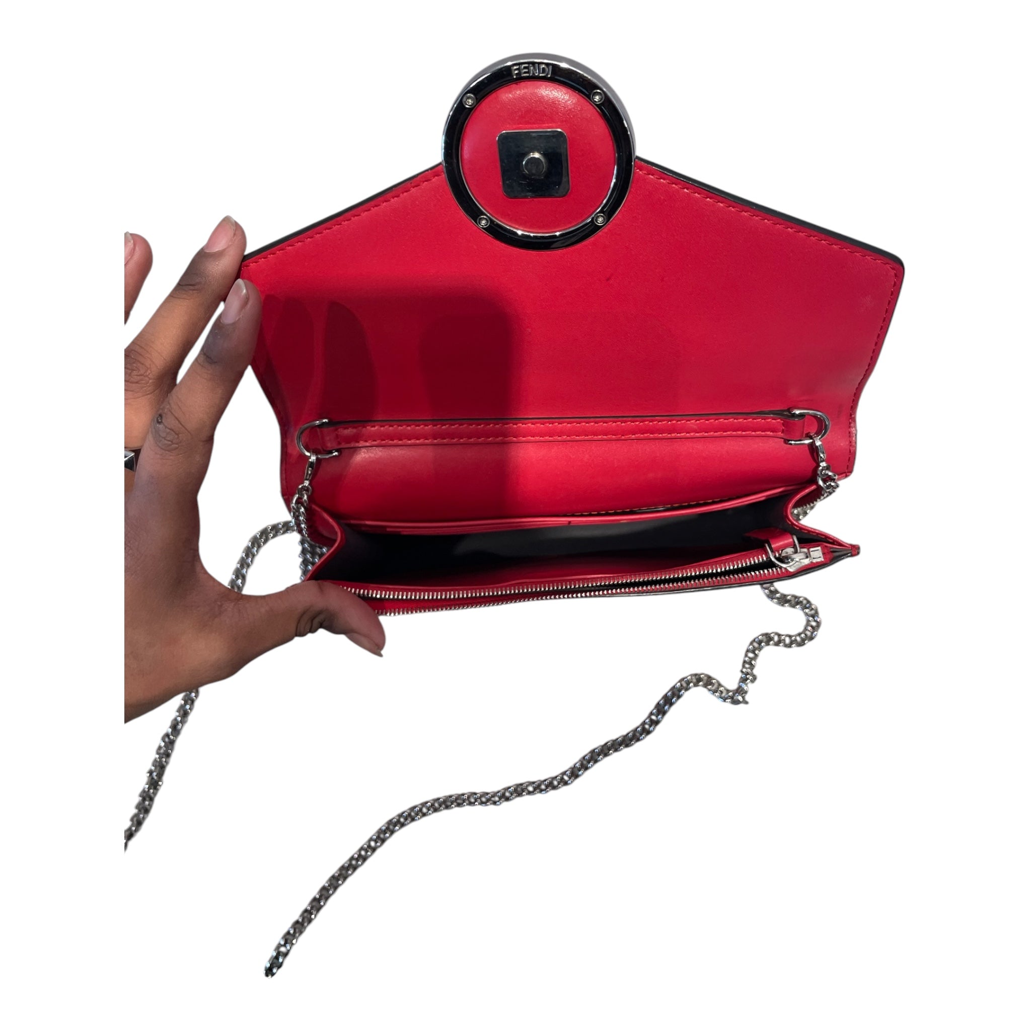 FENDI/Cross Body Bag/Leather/RED/Envelopre Wallet view 4