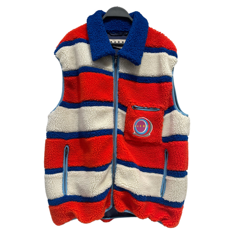 MARNI/Fleece Vest/XXL/Stripe/Polyester/BLU/Blue and Orange S