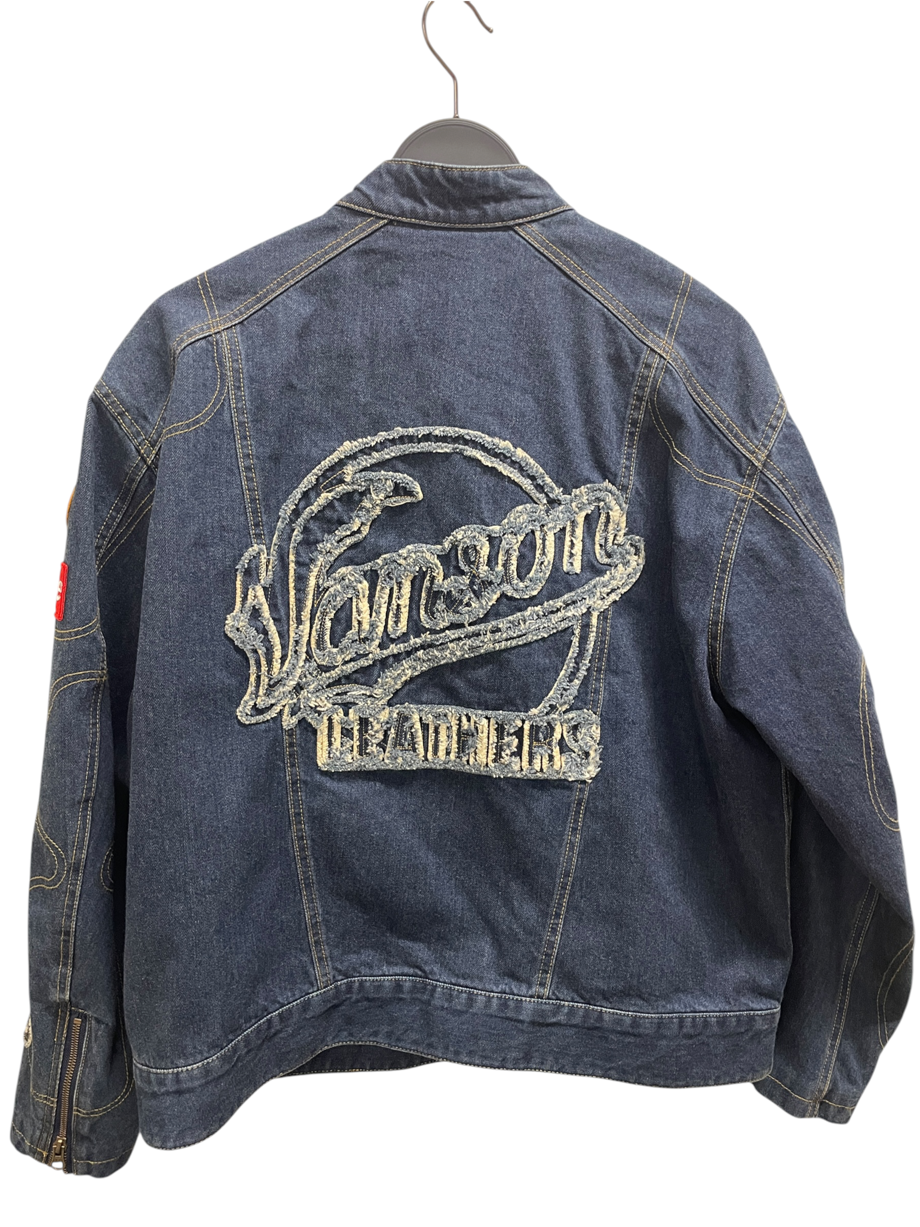 Supreme/VANSON/Denim Jkt/L/Denim/NVY/Graphic/distressed denim fnt logo view 2